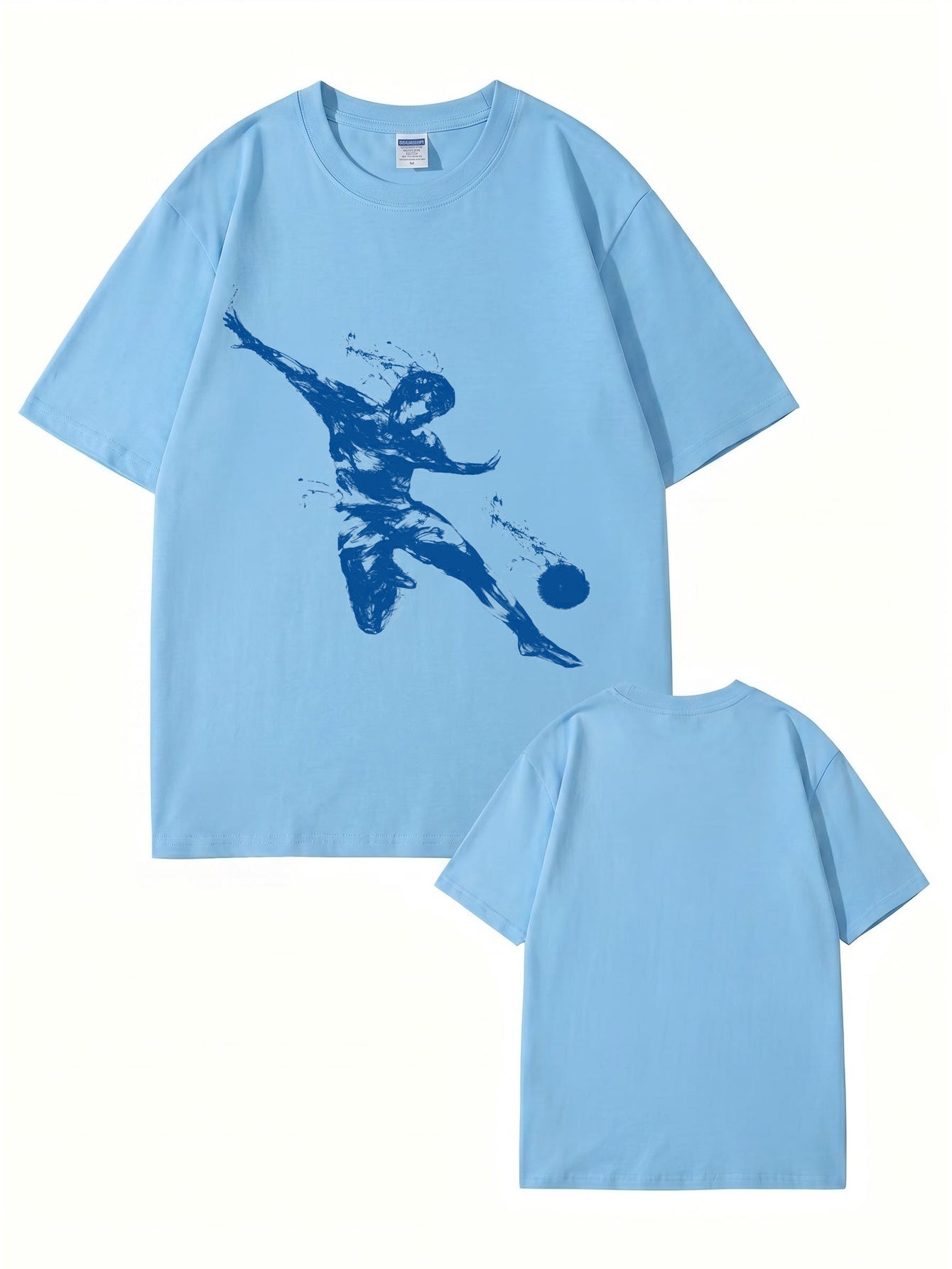 Unisex Streetwear T-Shirt Featuring Blue Dynamic Soccer Player Graphic Print