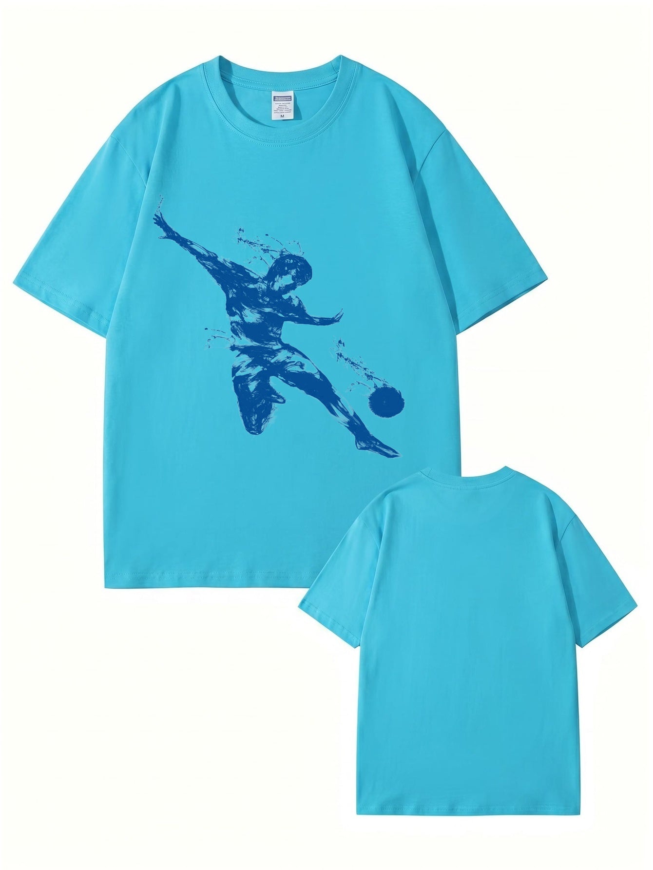 Unisex Streetwear T-Shirt Featuring Blue Dynamic Soccer Player Graphic Print