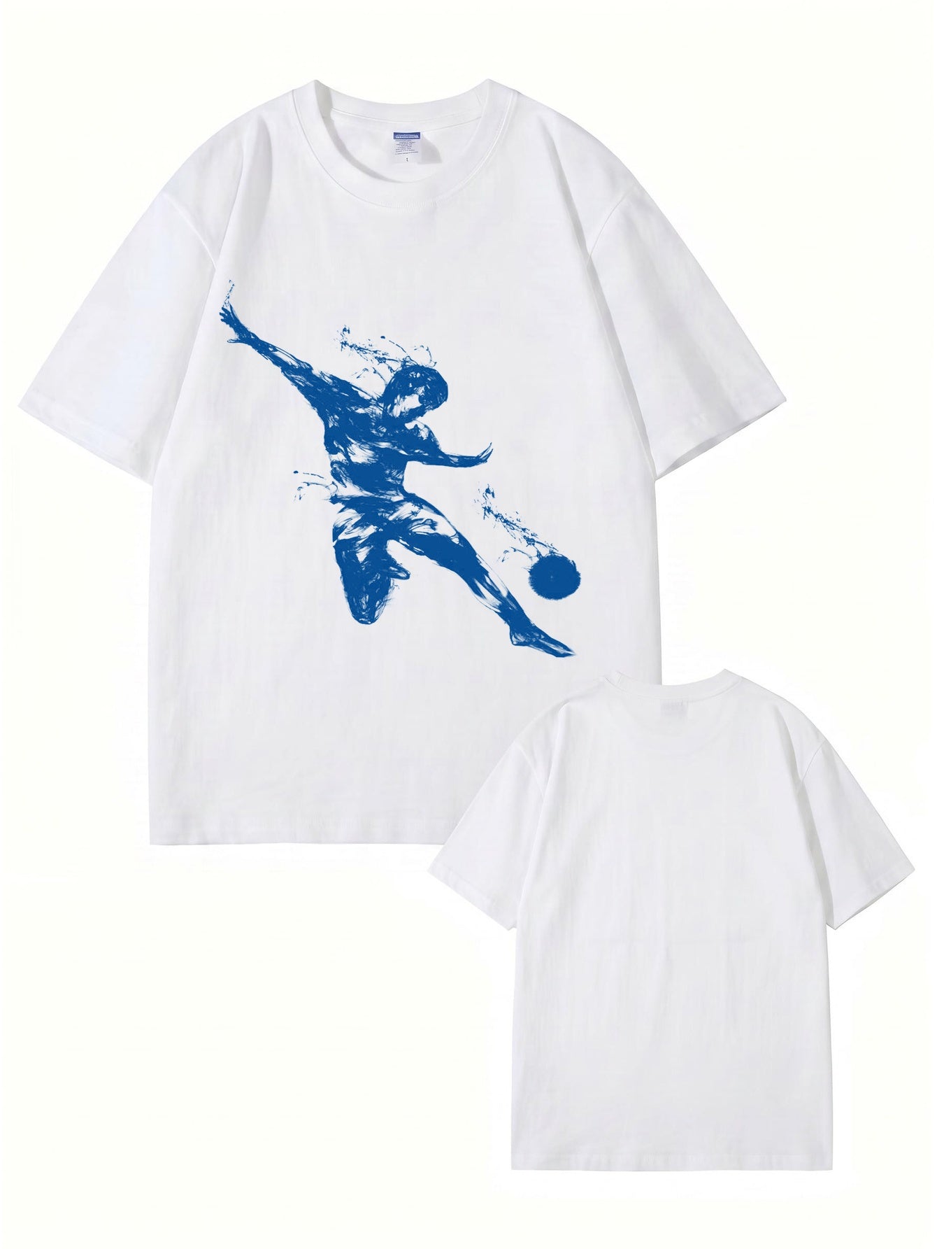 Unisex Streetwear T-Shirt Featuring Blue Dynamic Soccer Player Graphic Print