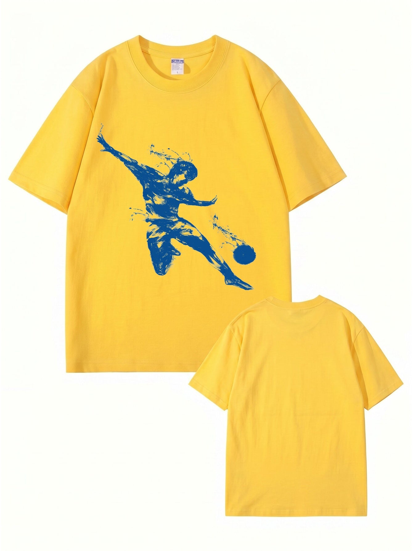 Unisex Streetwear T-Shirt Featuring Blue Dynamic Soccer Player Graphic Print