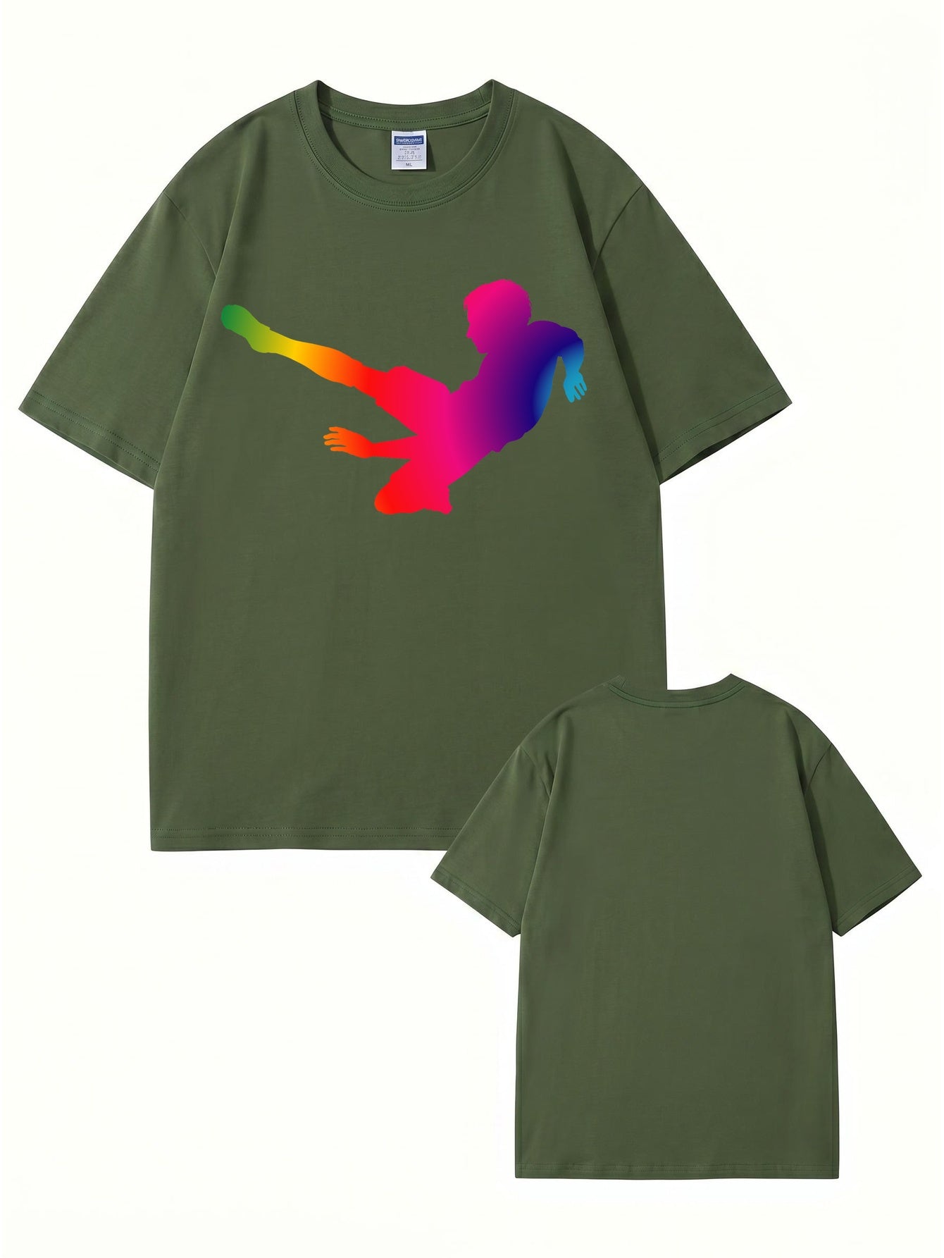 Rainbow Soccer Player Graphic T-Shirt - Premium 200gsm Cotton Tee