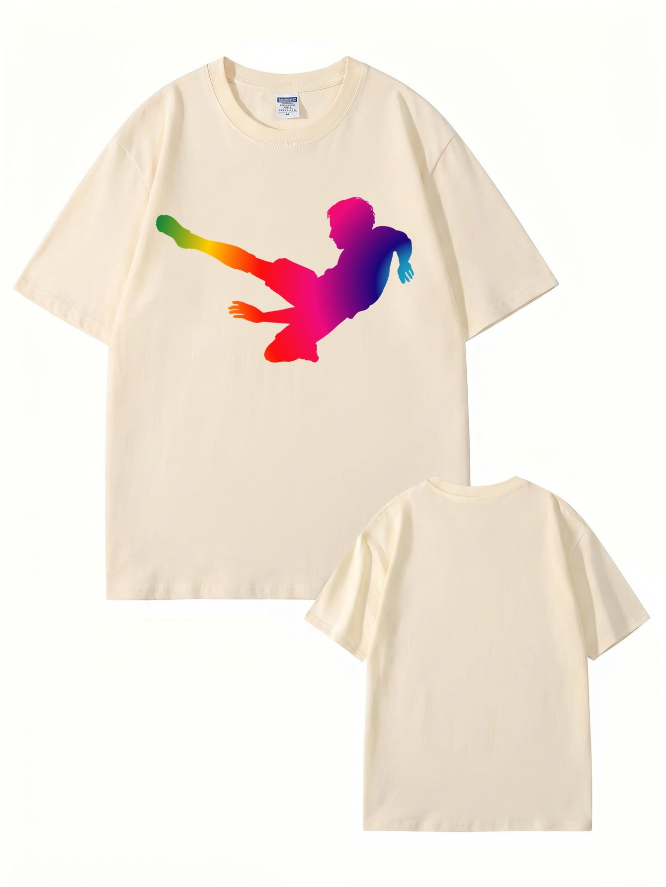 Rainbow Soccer Player Graphic T-Shirt - Premium 200gsm Cotton Tee