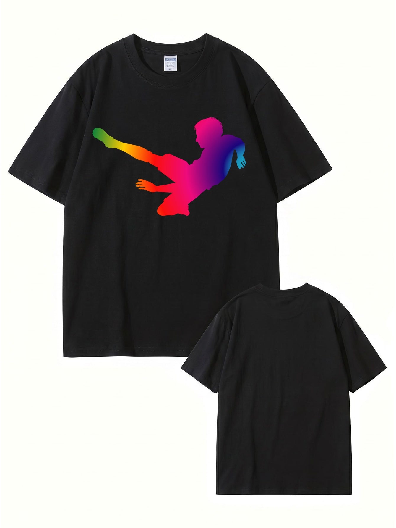 Rainbow Soccer Player Graphic T-Shirt - Premium 200gsm Cotton Tee