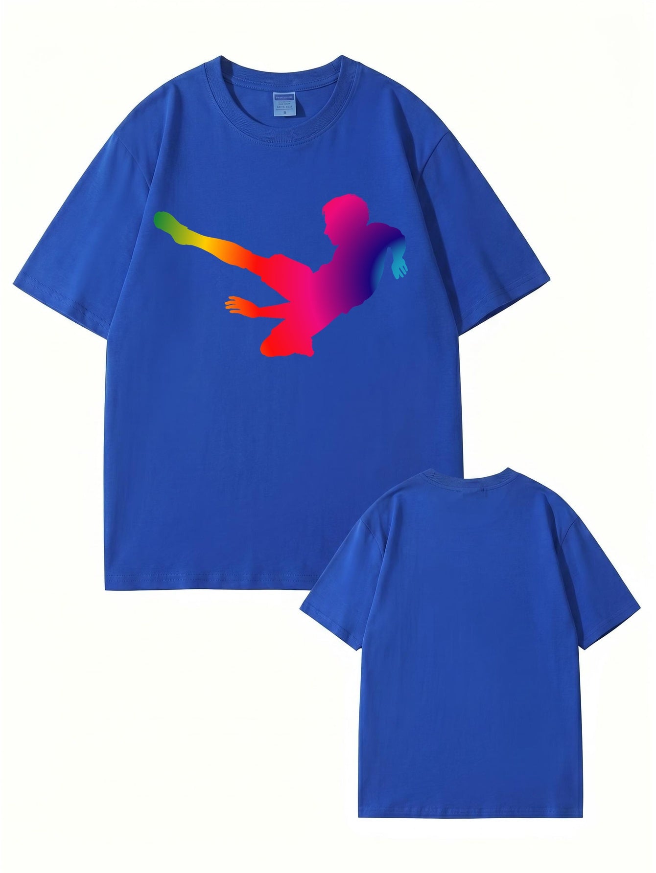 Rainbow Soccer Player Graphic T-Shirt - Premium 200gsm Cotton Tee