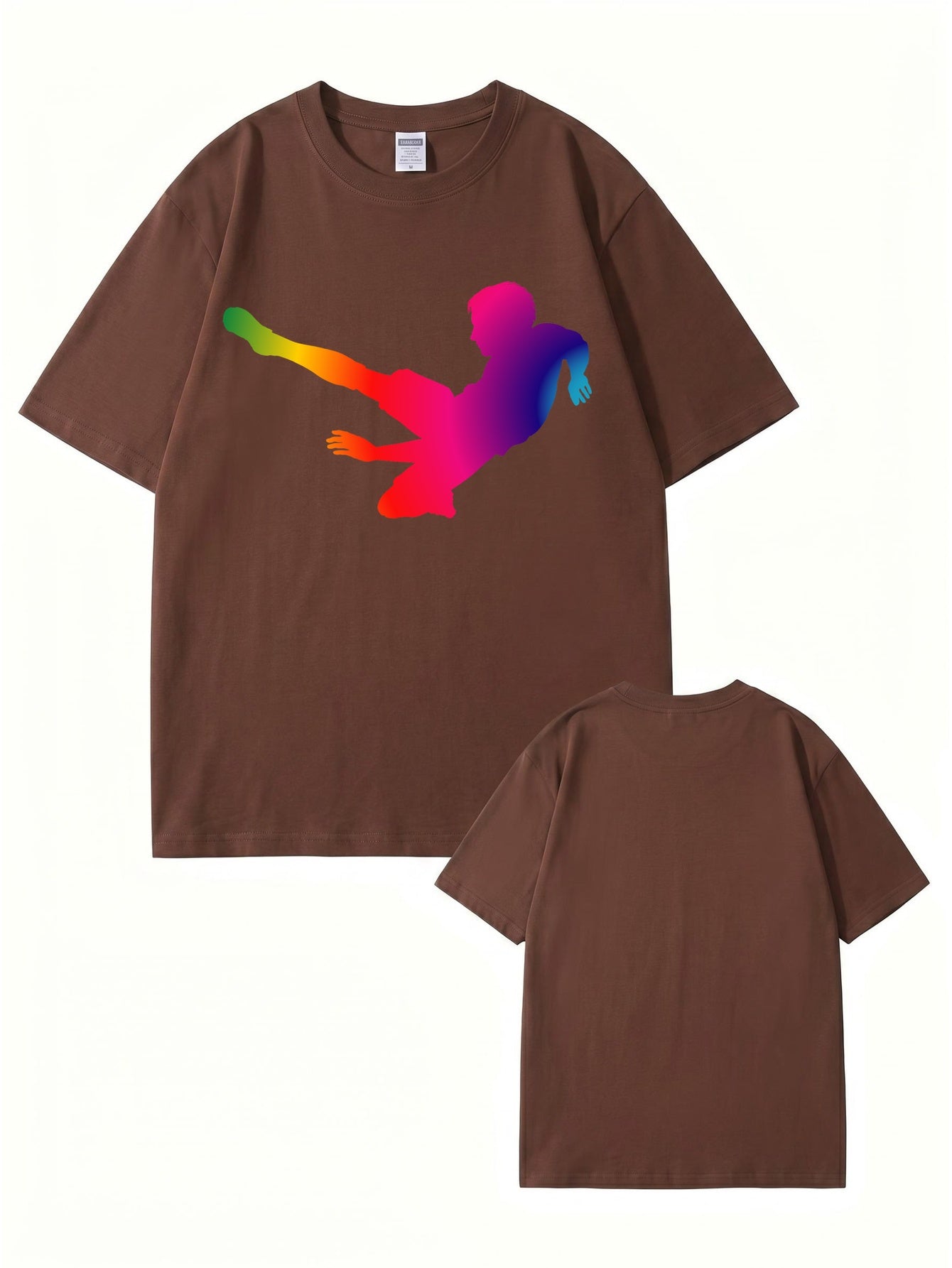 Rainbow Soccer Player Graphic T-Shirt - Premium 200gsm Cotton Tee