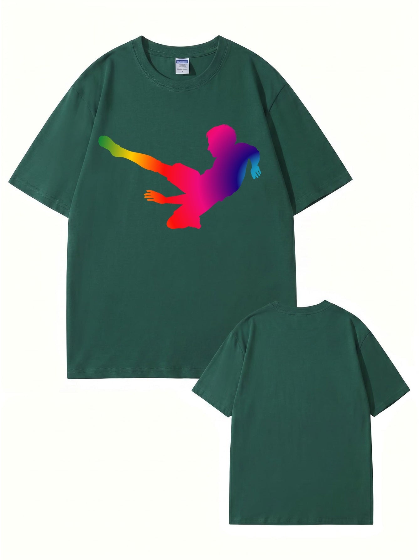 Rainbow Soccer Player Graphic T-Shirt - Premium 200gsm Cotton Tee