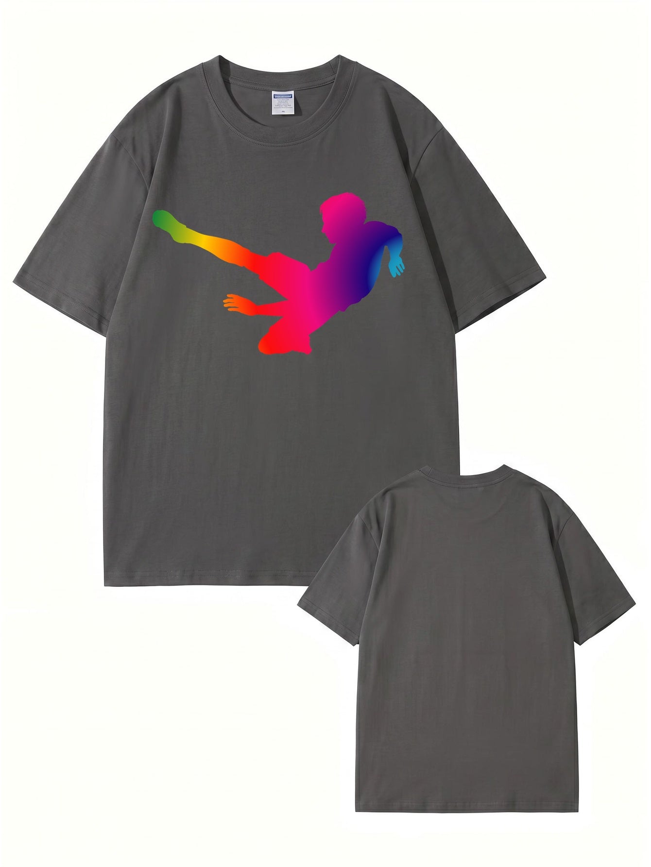 Rainbow Soccer Player Graphic T-Shirt - Premium 200gsm Cotton Tee