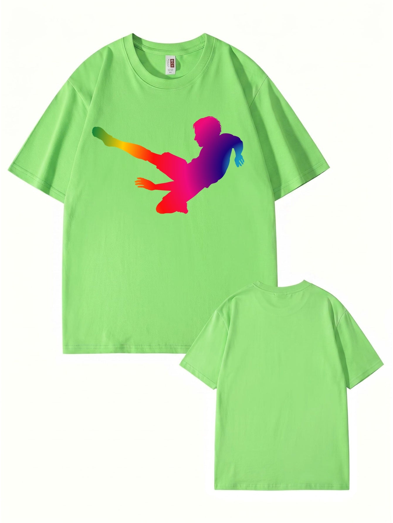 Rainbow Soccer Player Graphic T-Shirt - Premium 200gsm Cotton Tee