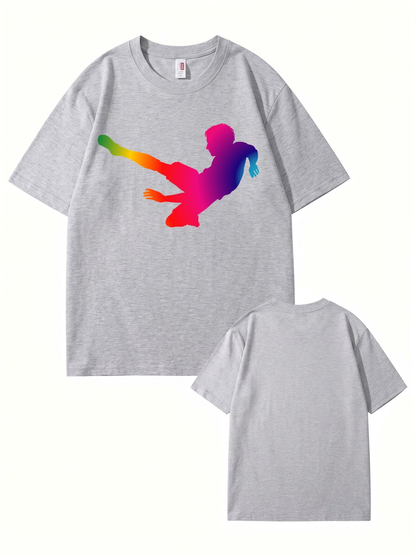 Rainbow Soccer Player Graphic T-Shirt - Premium 200gsm Cotton Tee