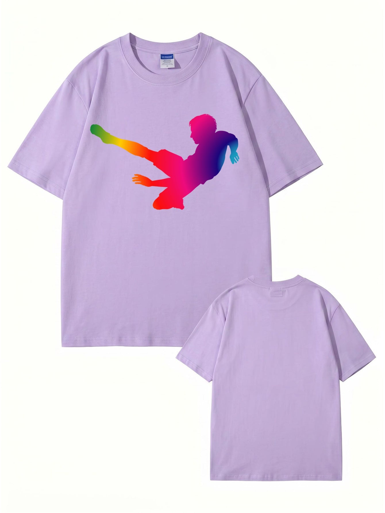 Rainbow Soccer Player Graphic T-Shirt - Premium 200gsm Cotton Tee