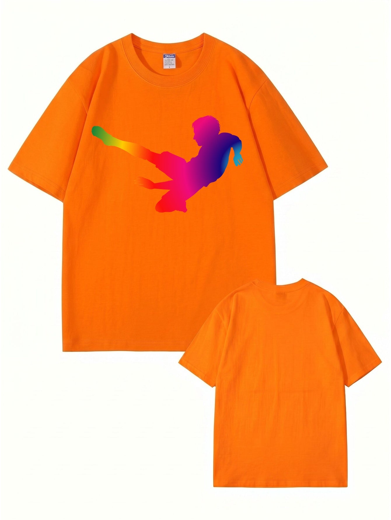 Rainbow Soccer Player Graphic T-Shirt - Premium 200gsm Cotton Tee