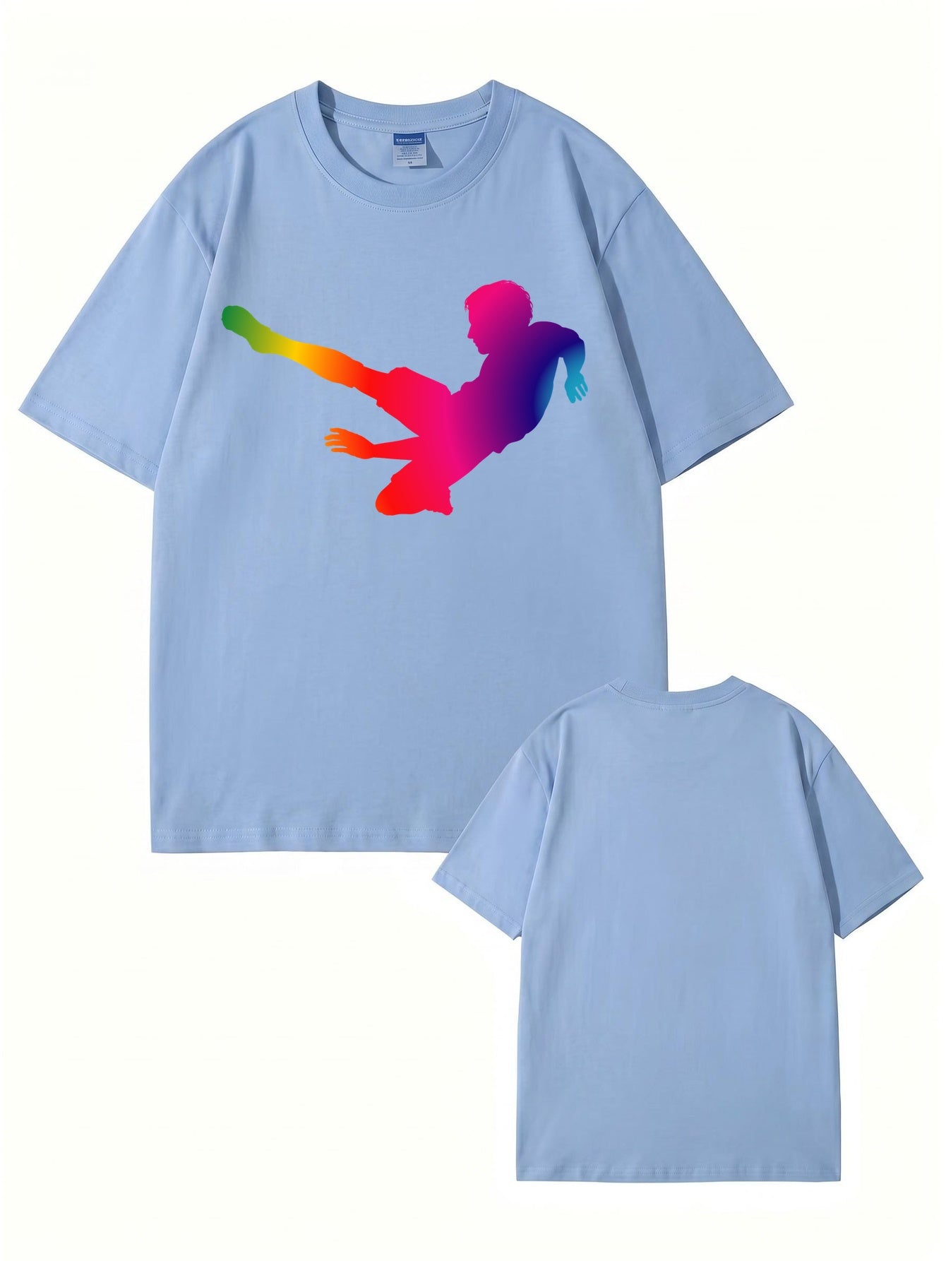 Rainbow Soccer Player Graphic T-Shirt - Premium 200gsm Cotton Tee