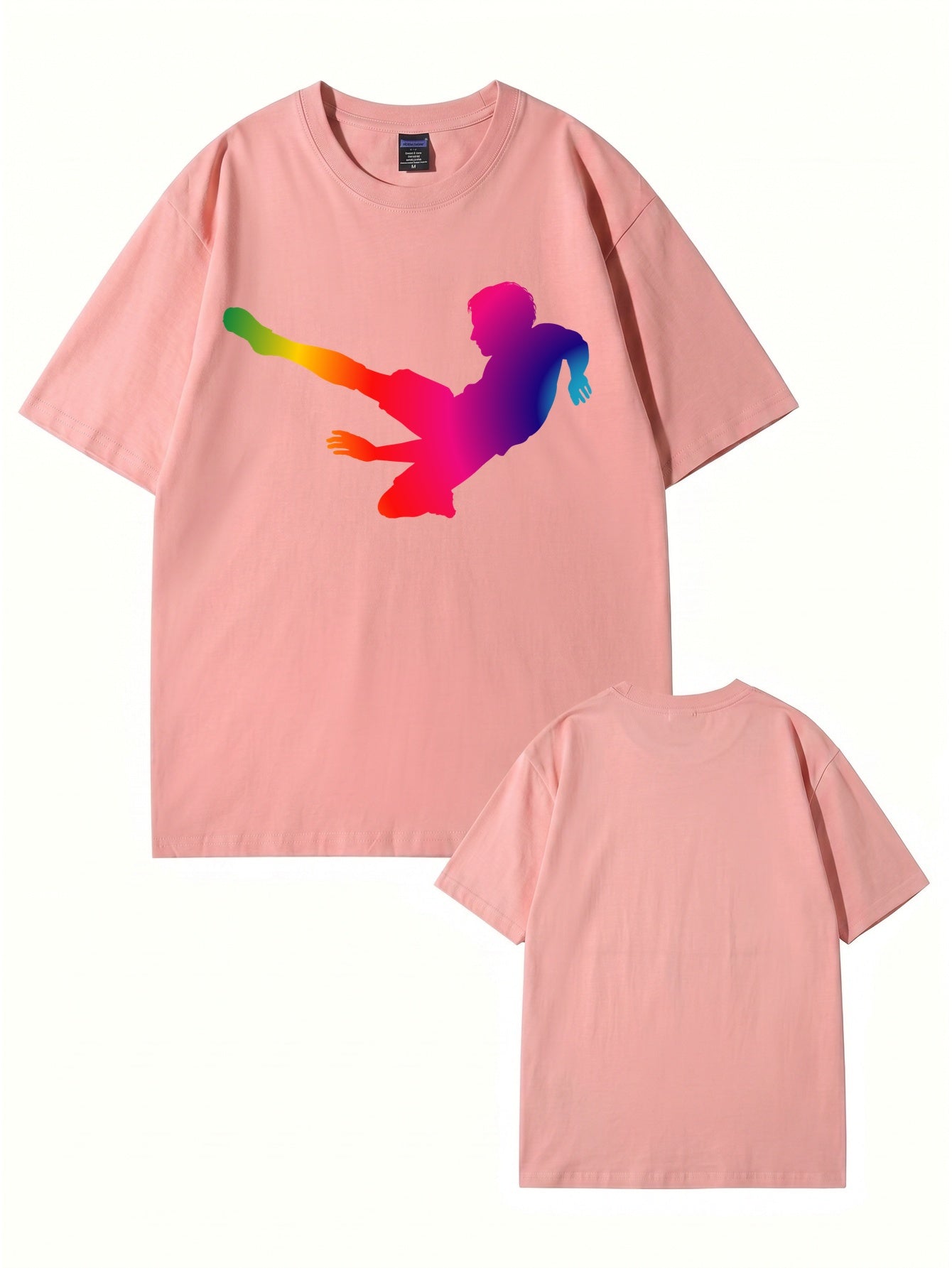 Rainbow Soccer Player Graphic T-Shirt - Premium 200gsm Cotton Tee