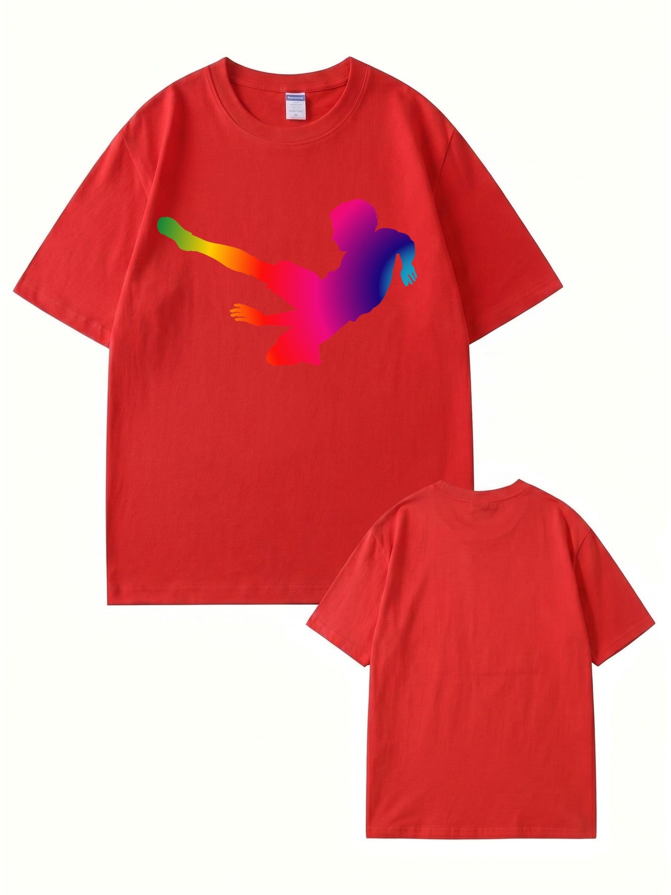Rainbow Soccer Player Graphic T-Shirt - Premium 200gsm Cotton Tee