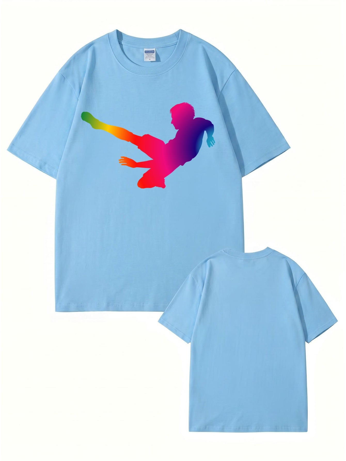 Rainbow Soccer Player Graphic T-Shirt - Premium 200gsm Cotton Tee