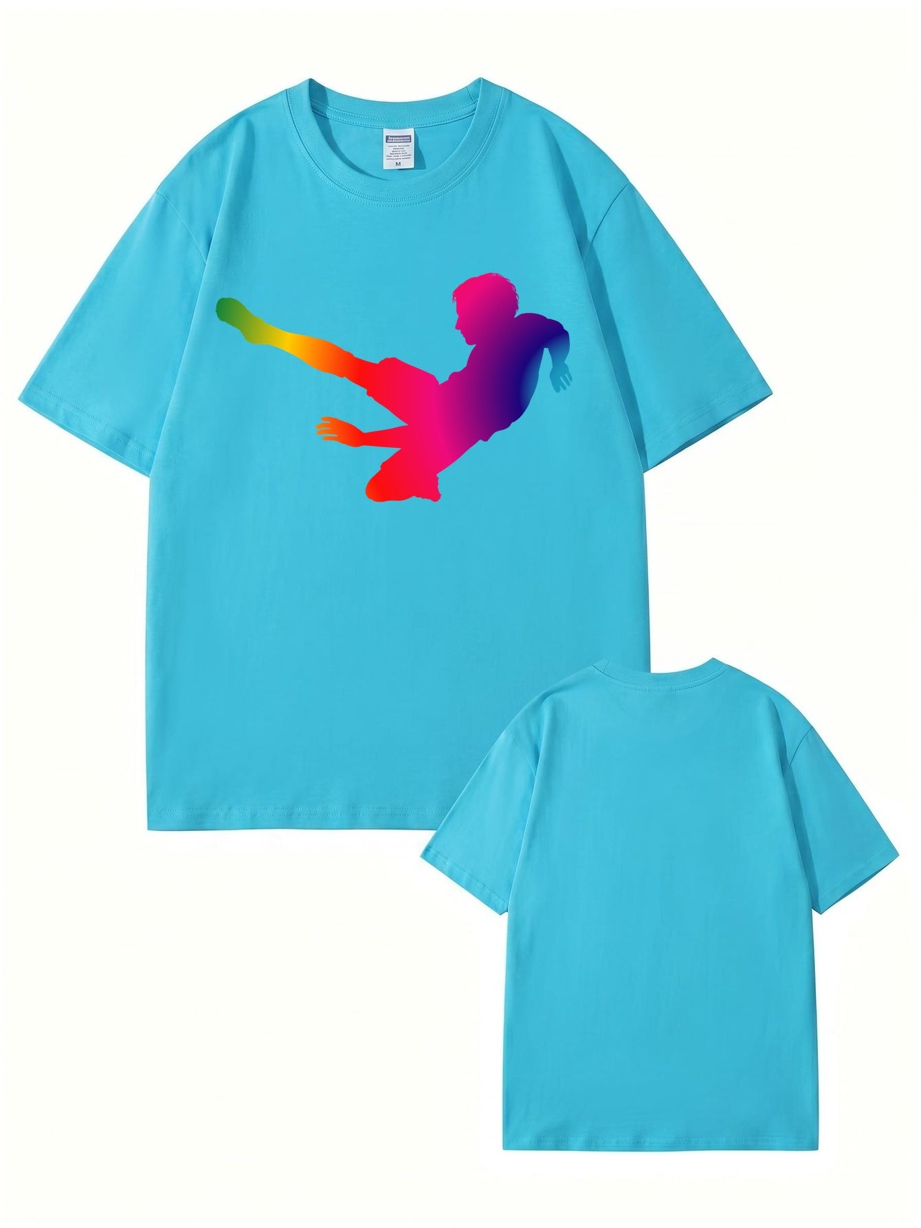 Rainbow Soccer Player Graphic T-Shirt - Premium 200gsm Cotton Tee