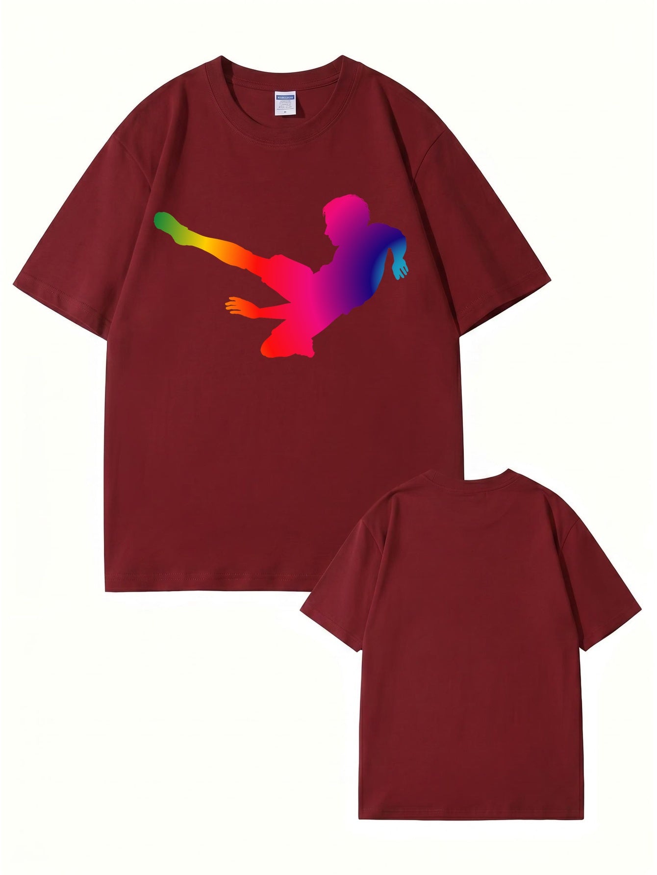 Rainbow Soccer Player Graphic T-Shirt - Premium 200gsm Cotton Tee