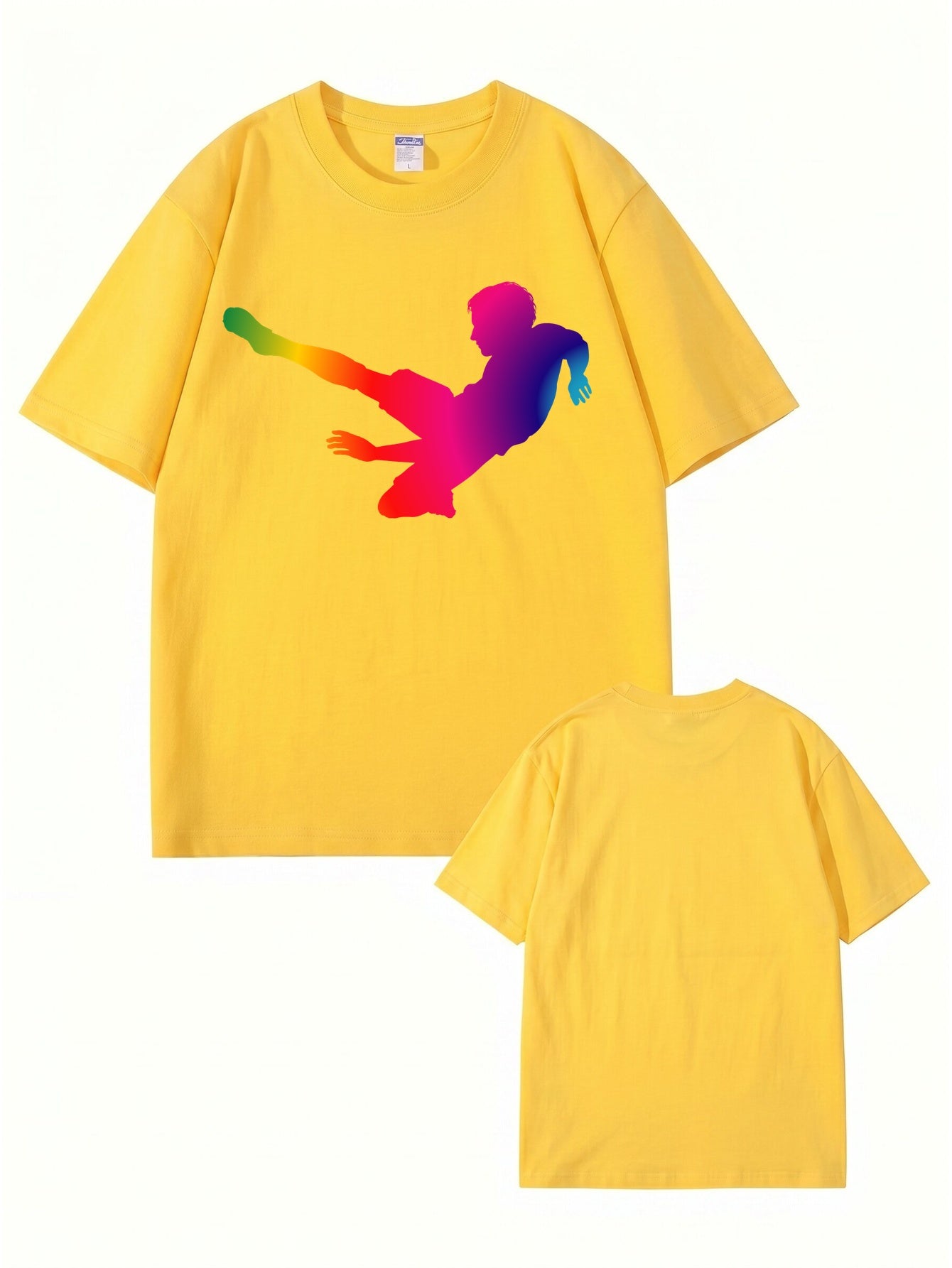Rainbow Soccer Player Graphic T-Shirt - Premium 200gsm Cotton Tee