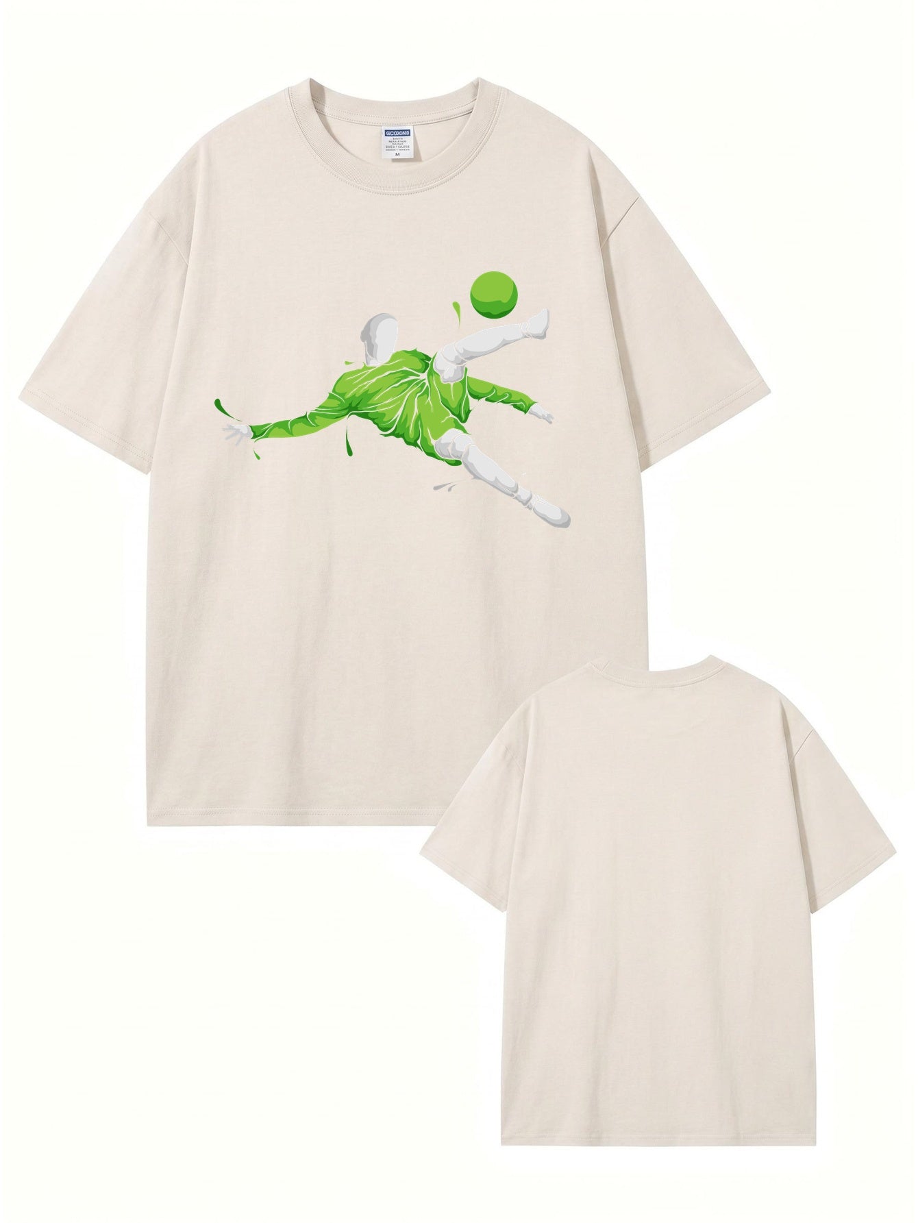 Vintage Washed Oversized T-Shirt with Soccer Bicycle Kick Graphic