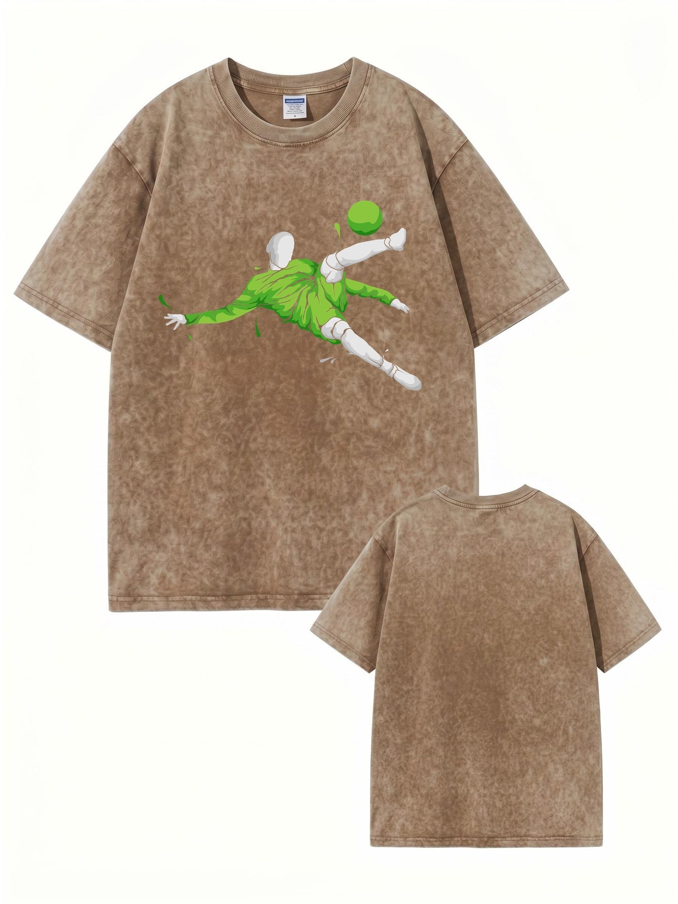 Vintage Washed Oversized T-Shirt with Soccer Bicycle Kick Graphic