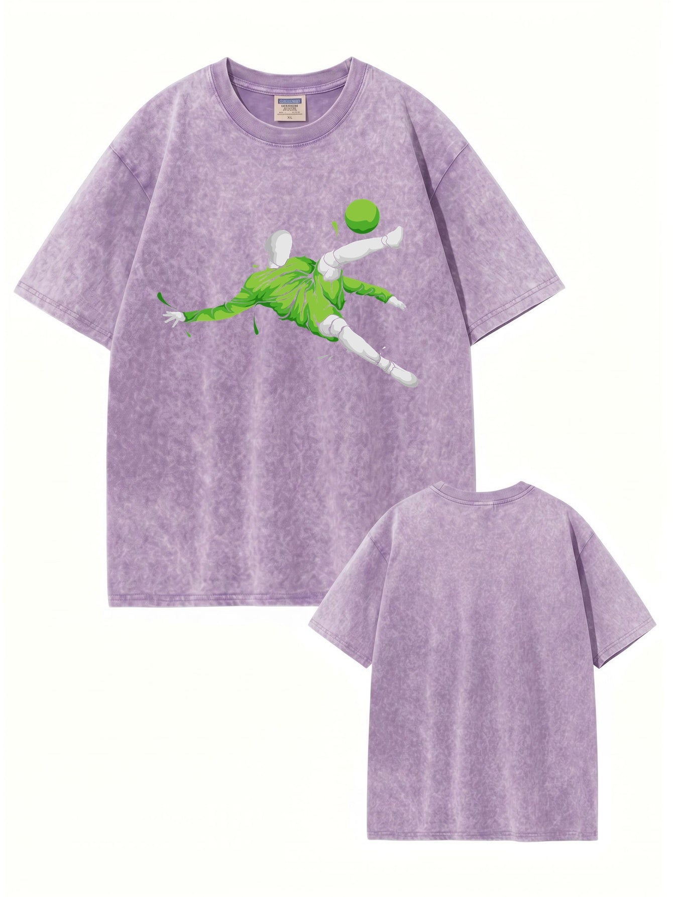 Vintage Washed Oversized T-Shirt with Soccer Bicycle Kick Graphic
