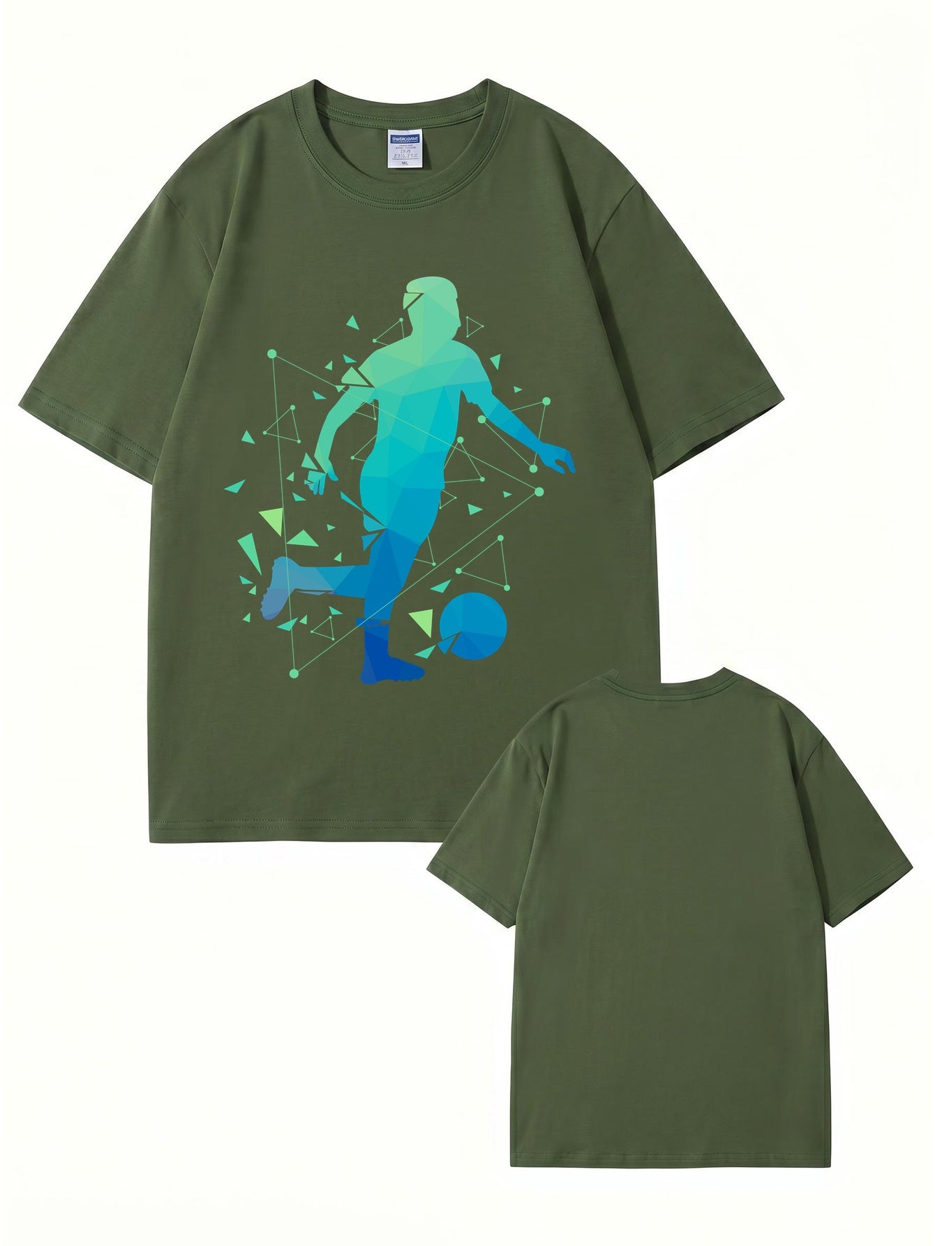 Geometric Soccer Player Graphic Print T-Shirt - Premium 200gsm Cotton