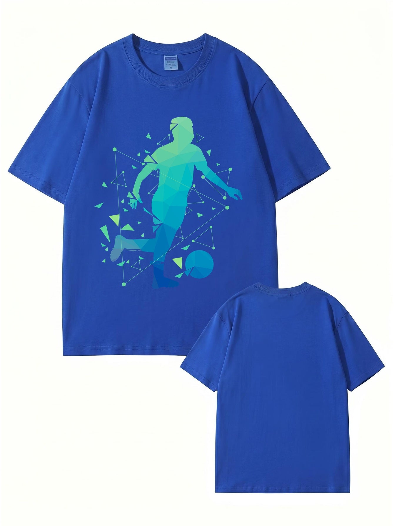 Geometric Soccer Player Graphic Print T-Shirt - Premium 200gsm Cotton