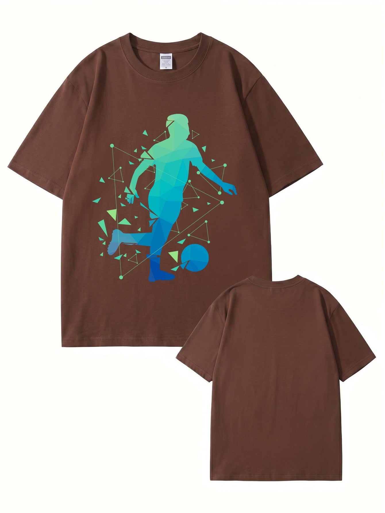 Geometric Soccer Player Graphic Print T-Shirt - Premium 200gsm Cotton