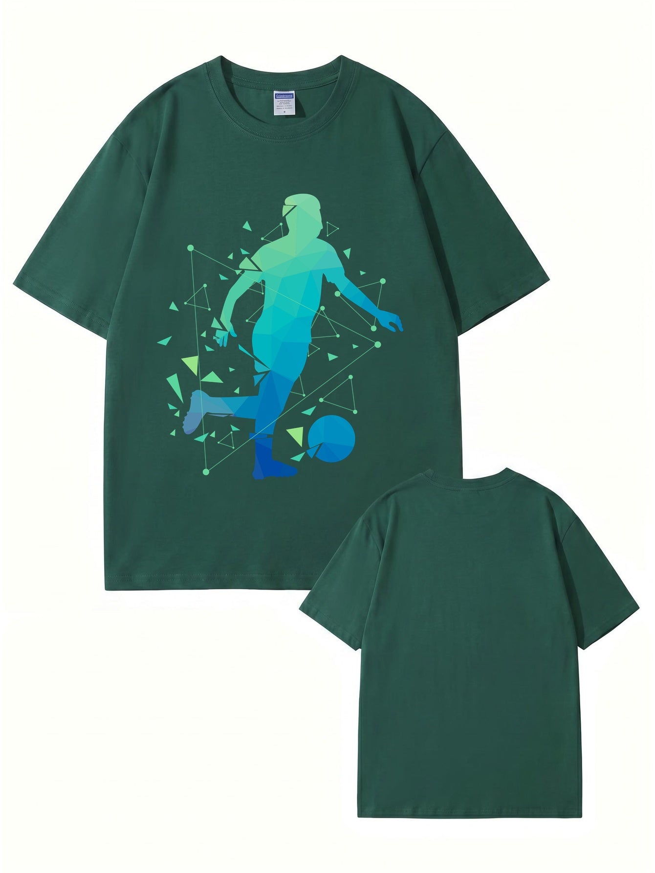 Geometric Soccer Player Graphic Print T-Shirt - Premium 200gsm Cotton