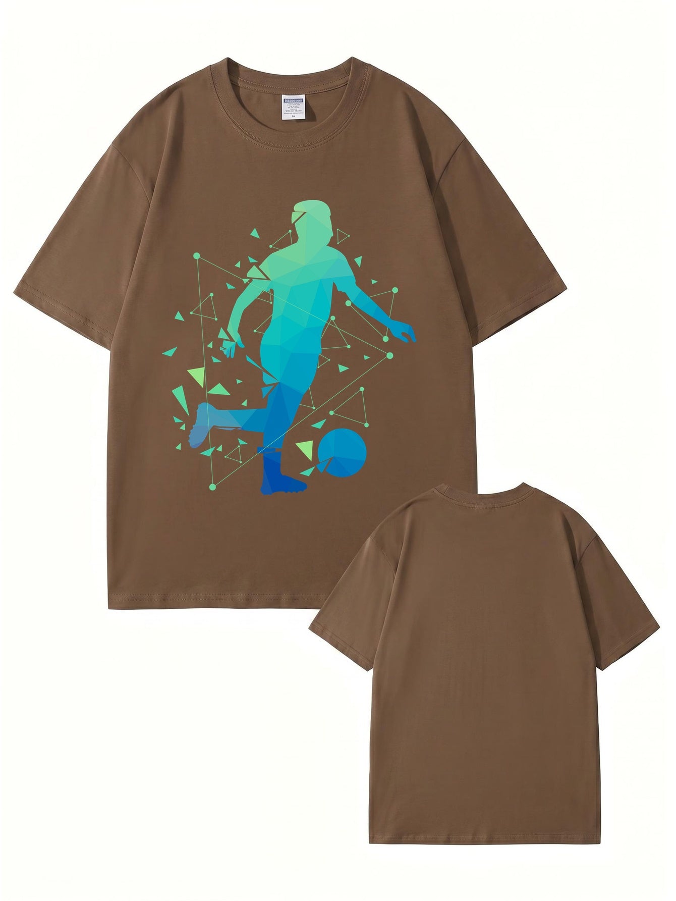 Geometric Soccer Player Graphic Print T-Shirt - Premium 200gsm Cotton