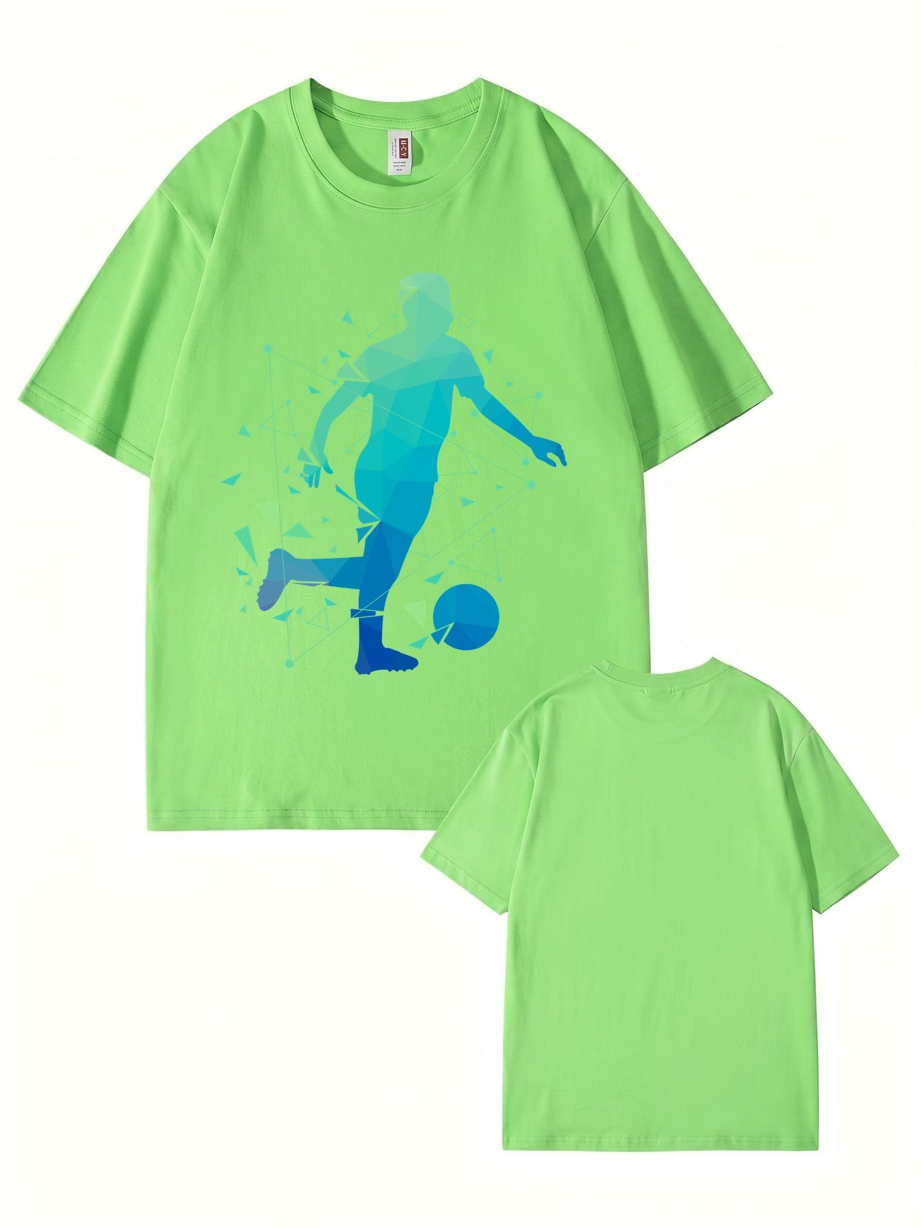 Geometric Soccer Player Graphic Print T-Shirt - Premium 200gsm Cotton