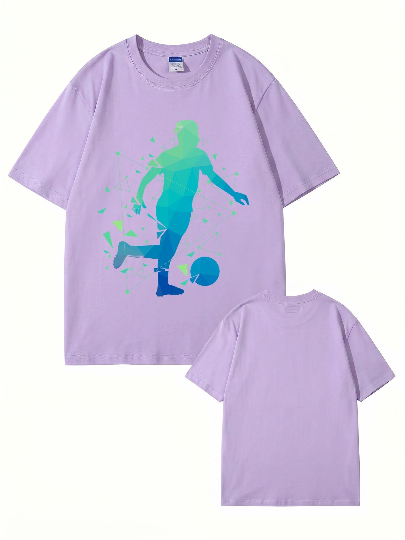Geometric Soccer Player Graphic Print T-Shirt - Premium 200gsm Cotton