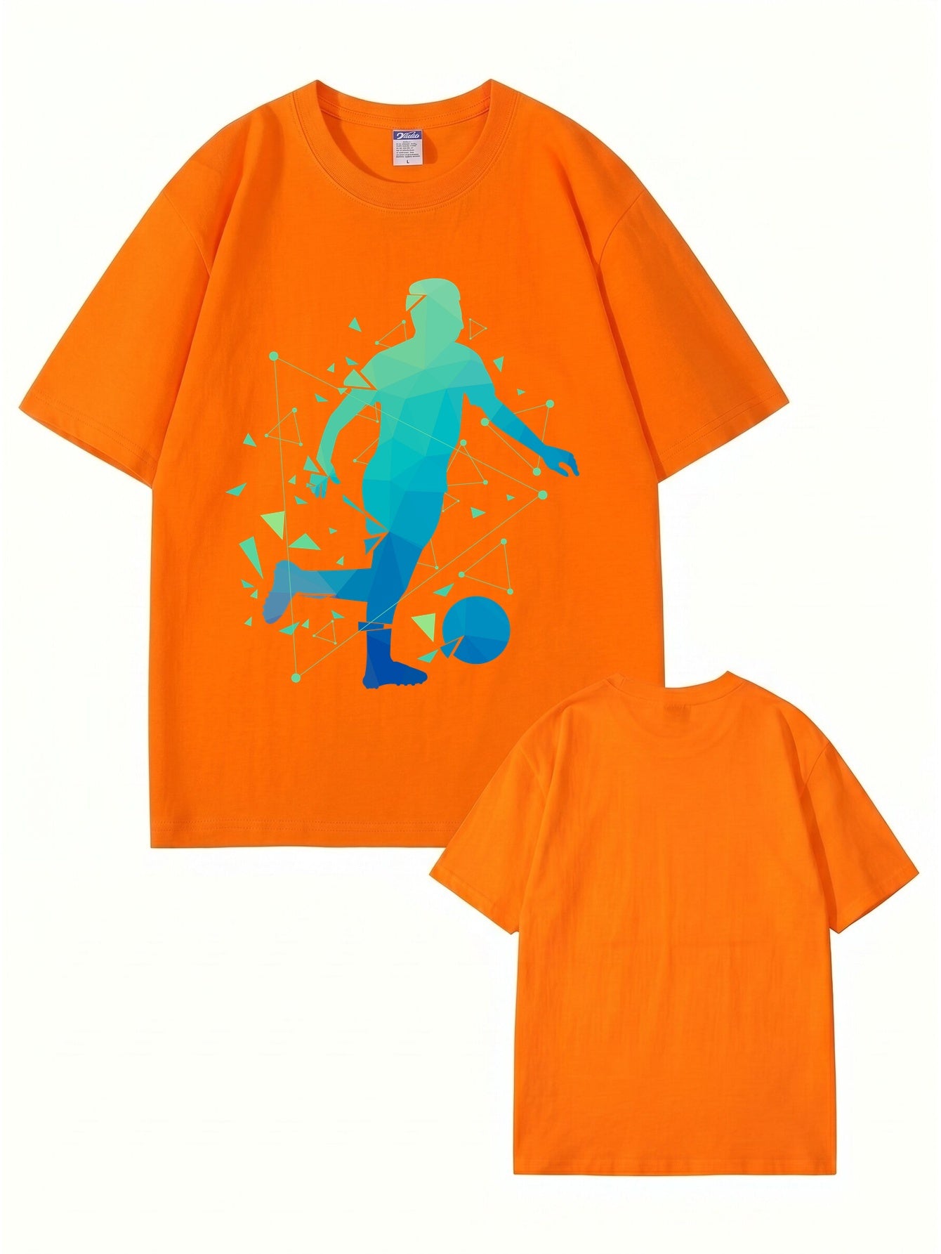Geometric Soccer Player Graphic Print T-Shirt - Premium 200gsm Cotton