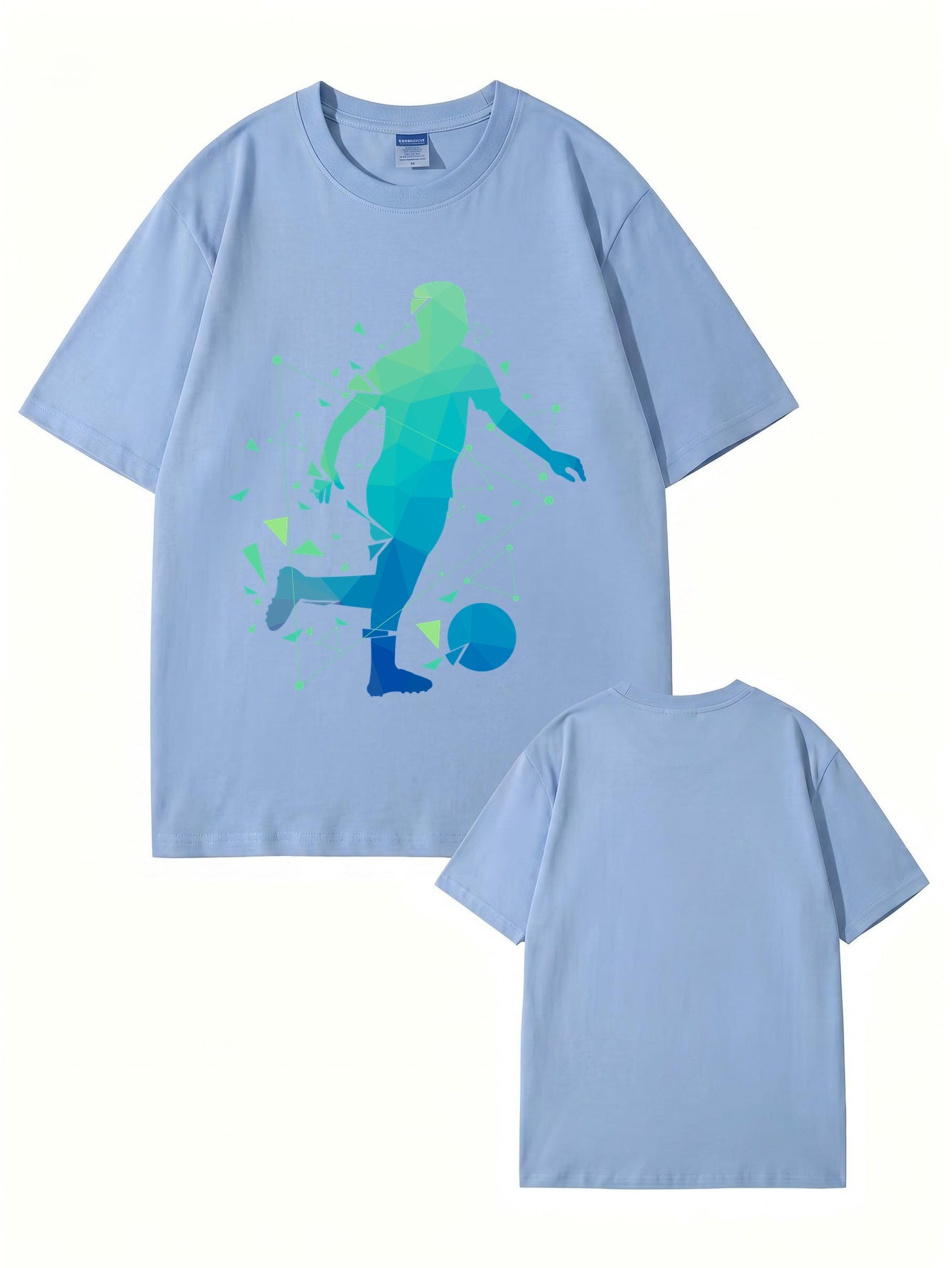 Geometric Soccer Player Graphic Print T-Shirt - Premium 200gsm Cotton