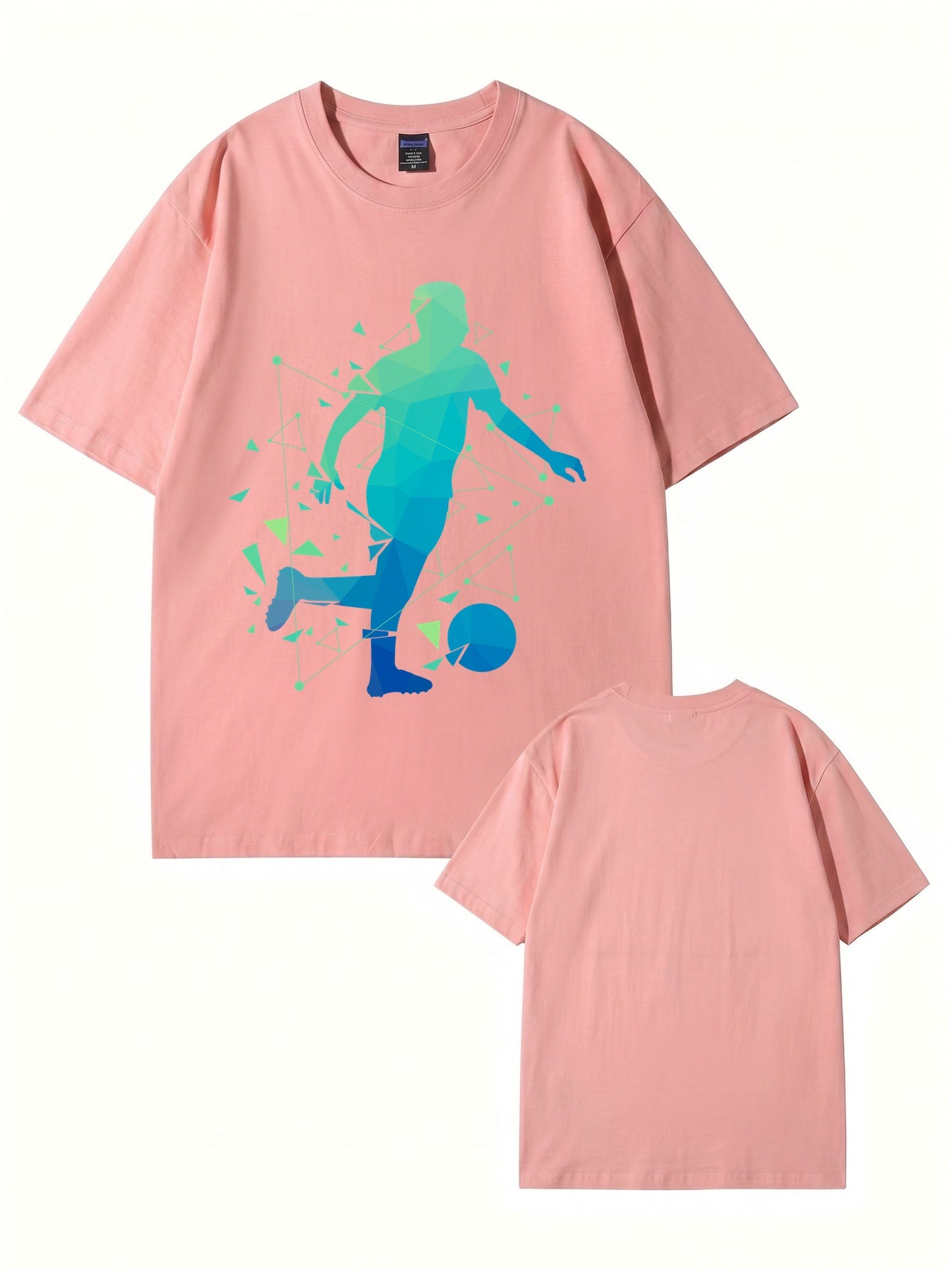 Geometric Soccer Player Graphic Print T-Shirt - Premium 200gsm Cotton