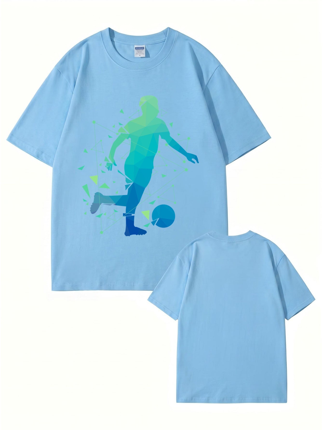 Geometric Soccer Player Graphic Print T-Shirt - Premium 200gsm Cotton