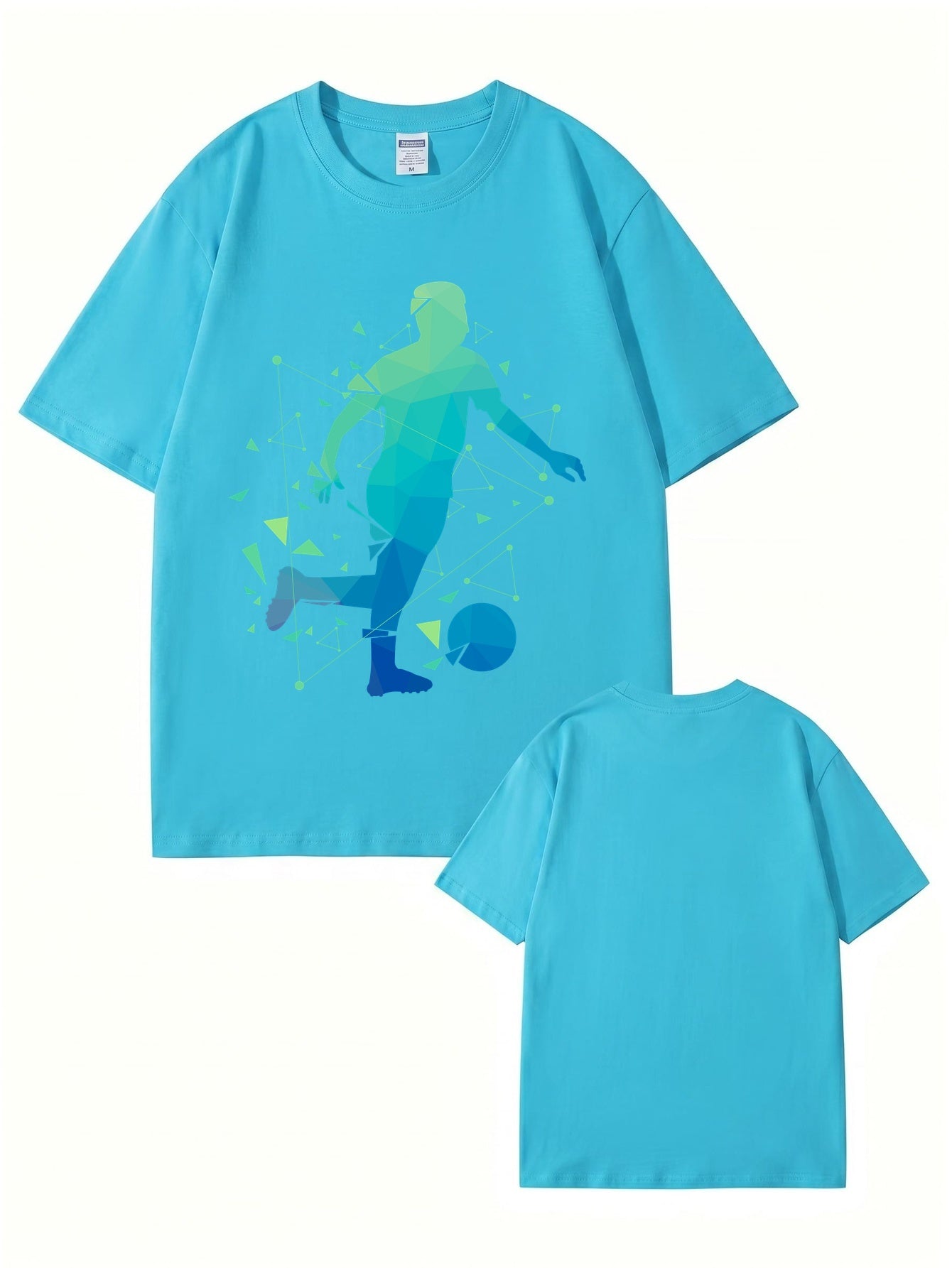Geometric Soccer Player Graphic Print T-Shirt - Premium 200gsm Cotton