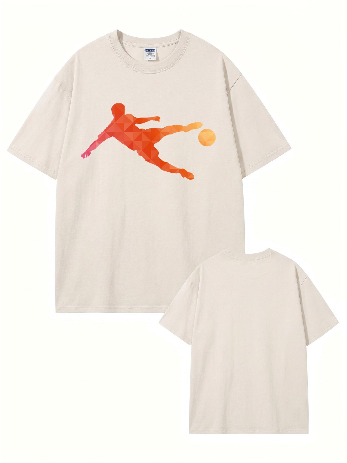 Vintage Washed Graphic T-Shirt - Geometric Soccer Player Print