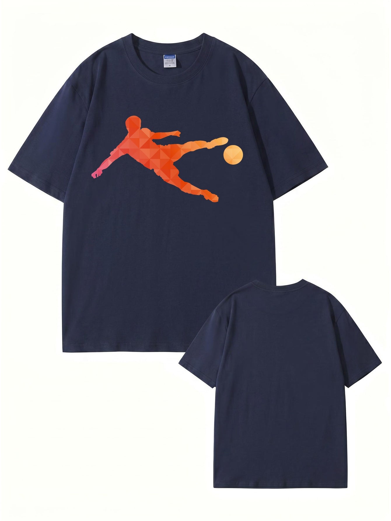 Geometric Soccer Player Graphic T-Shirt - Premium Cotton Tee