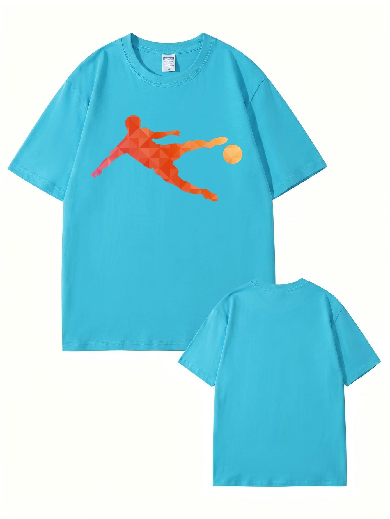 Geometric Soccer Player Graphic T-Shirt - Premium Cotton Tee