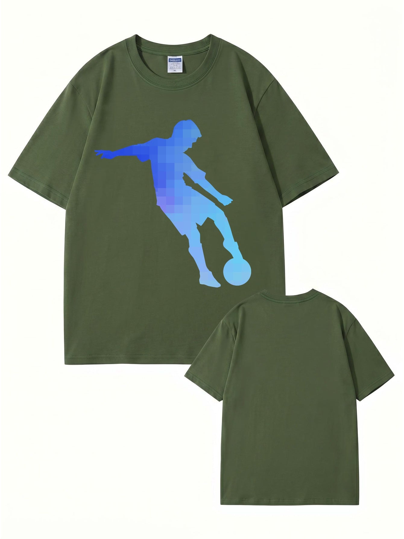 Pixelated Soccer Player Graphic T-Shirt - Premium 200gsm Cotton Tee