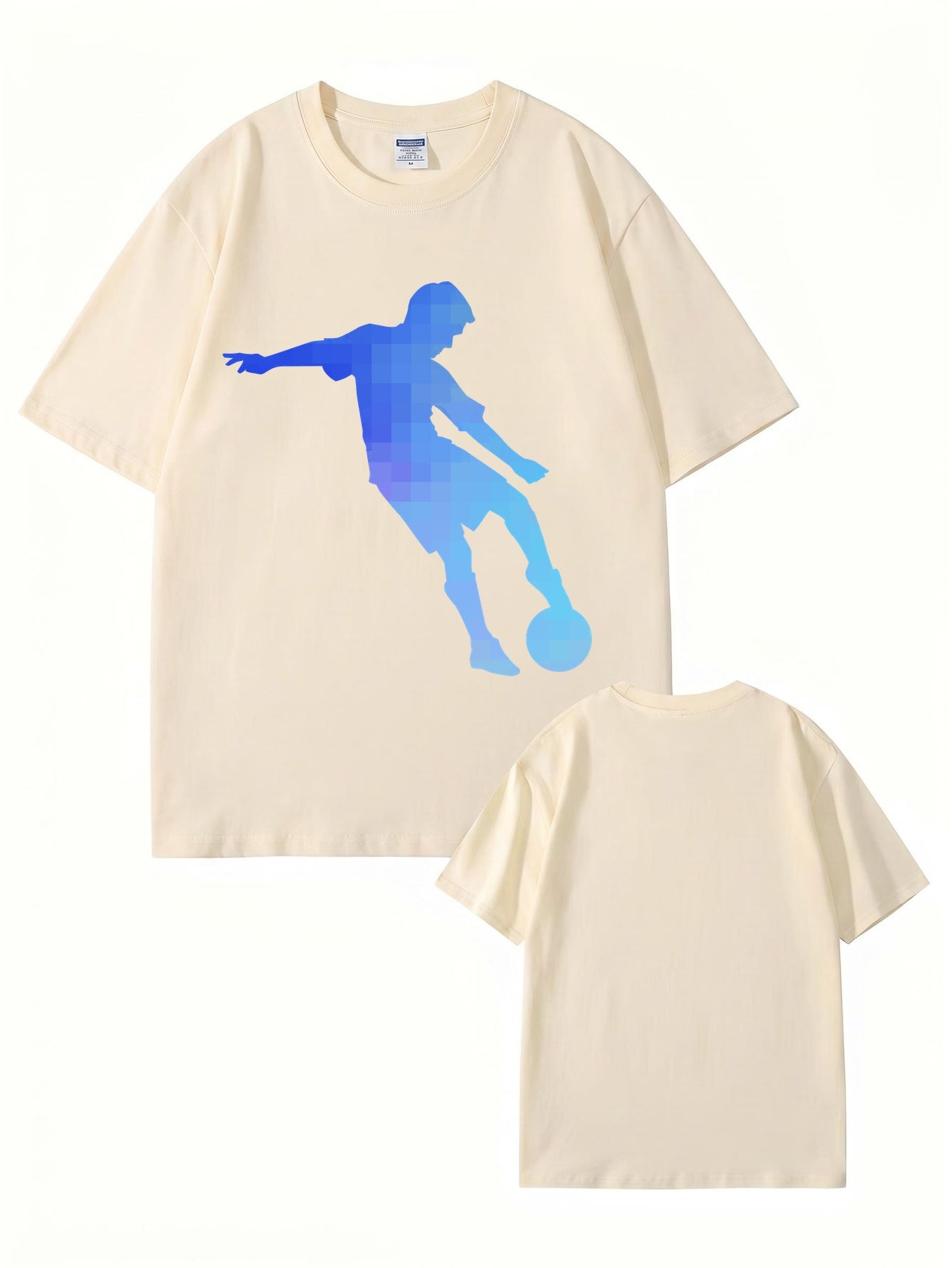 Pixelated Soccer Player Graphic T-Shirt - Premium 200gsm Cotton Tee