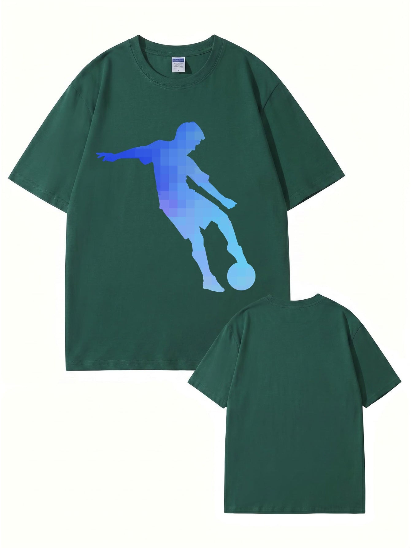 Pixelated Soccer Player Graphic T-Shirt - Premium 200gsm Cotton Tee