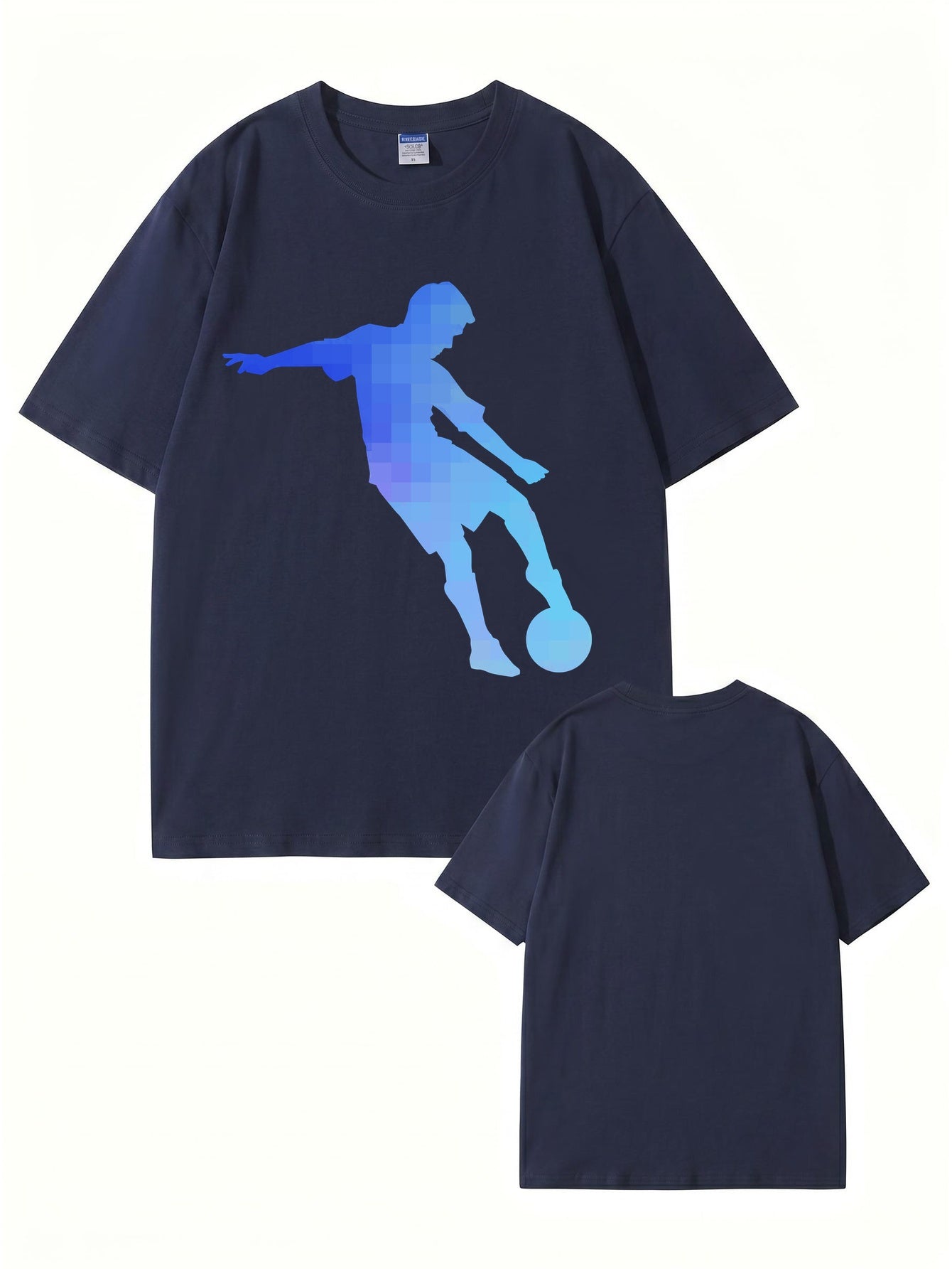 Pixelated Soccer Player Graphic T-Shirt - Premium 200gsm Cotton Tee