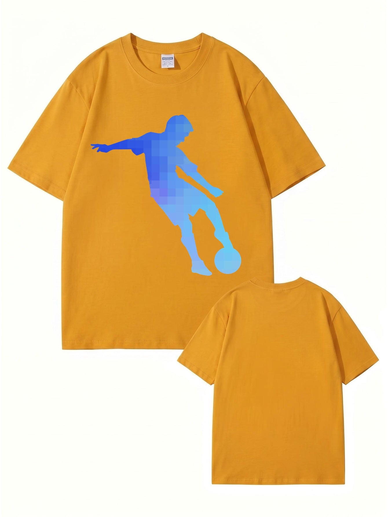 Pixelated Soccer Player Graphic T-Shirt - Premium 200gsm Cotton Tee