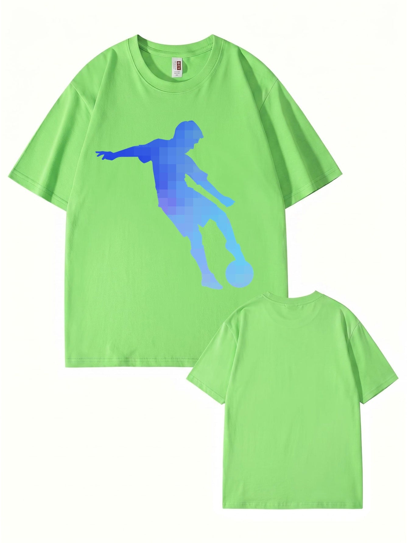 Pixelated Soccer Player Graphic T-Shirt - Premium 200gsm Cotton Tee