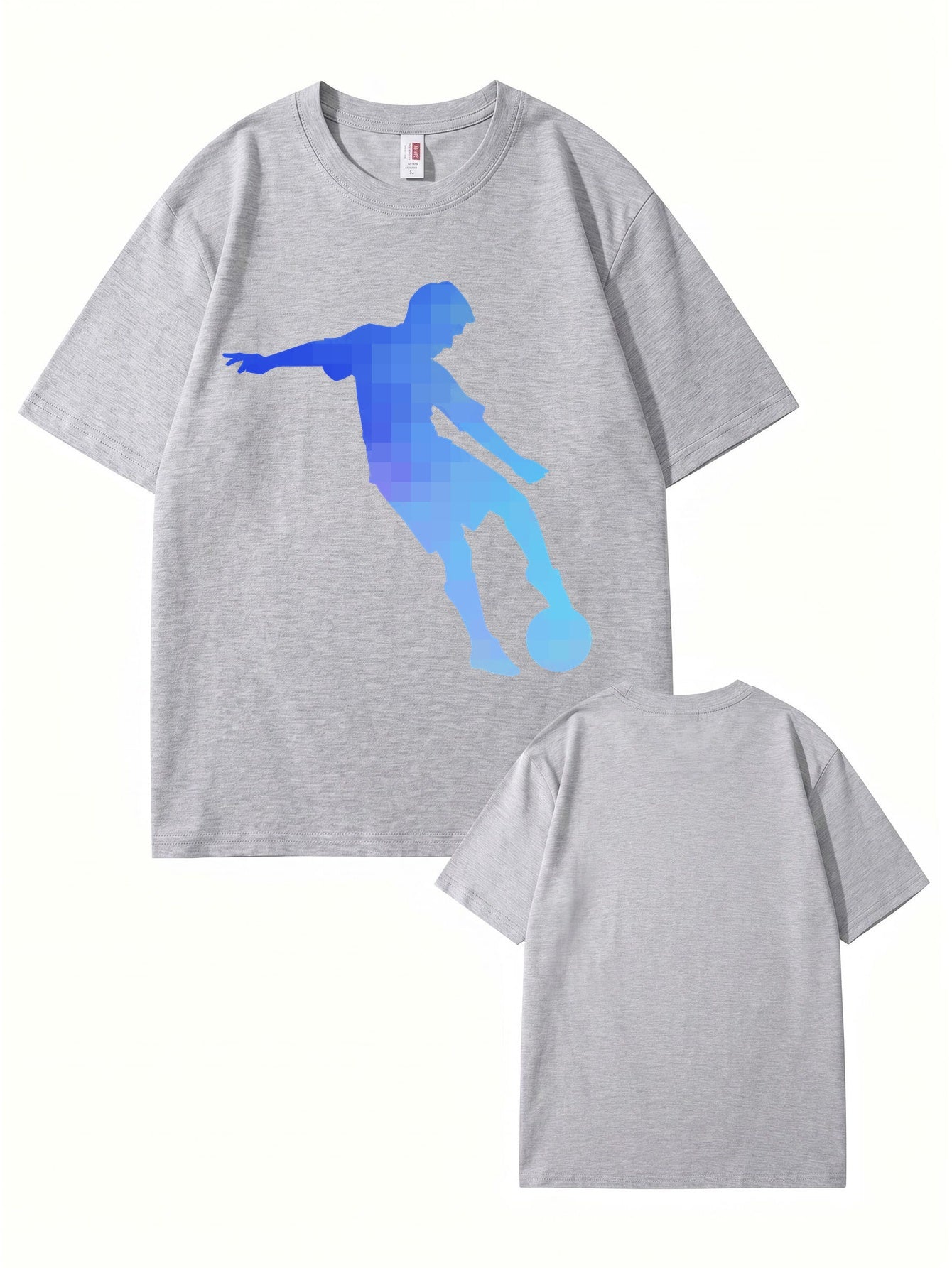 Pixelated Soccer Player Graphic T-Shirt - Premium 200gsm Cotton Tee