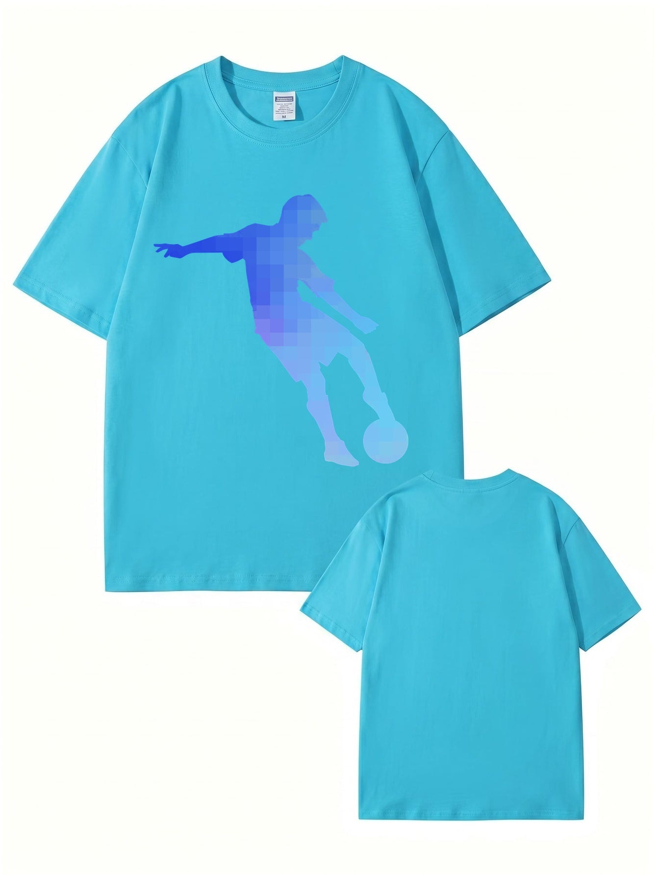Pixelated Soccer Player Graphic T-Shirt - Premium 200gsm Cotton Tee