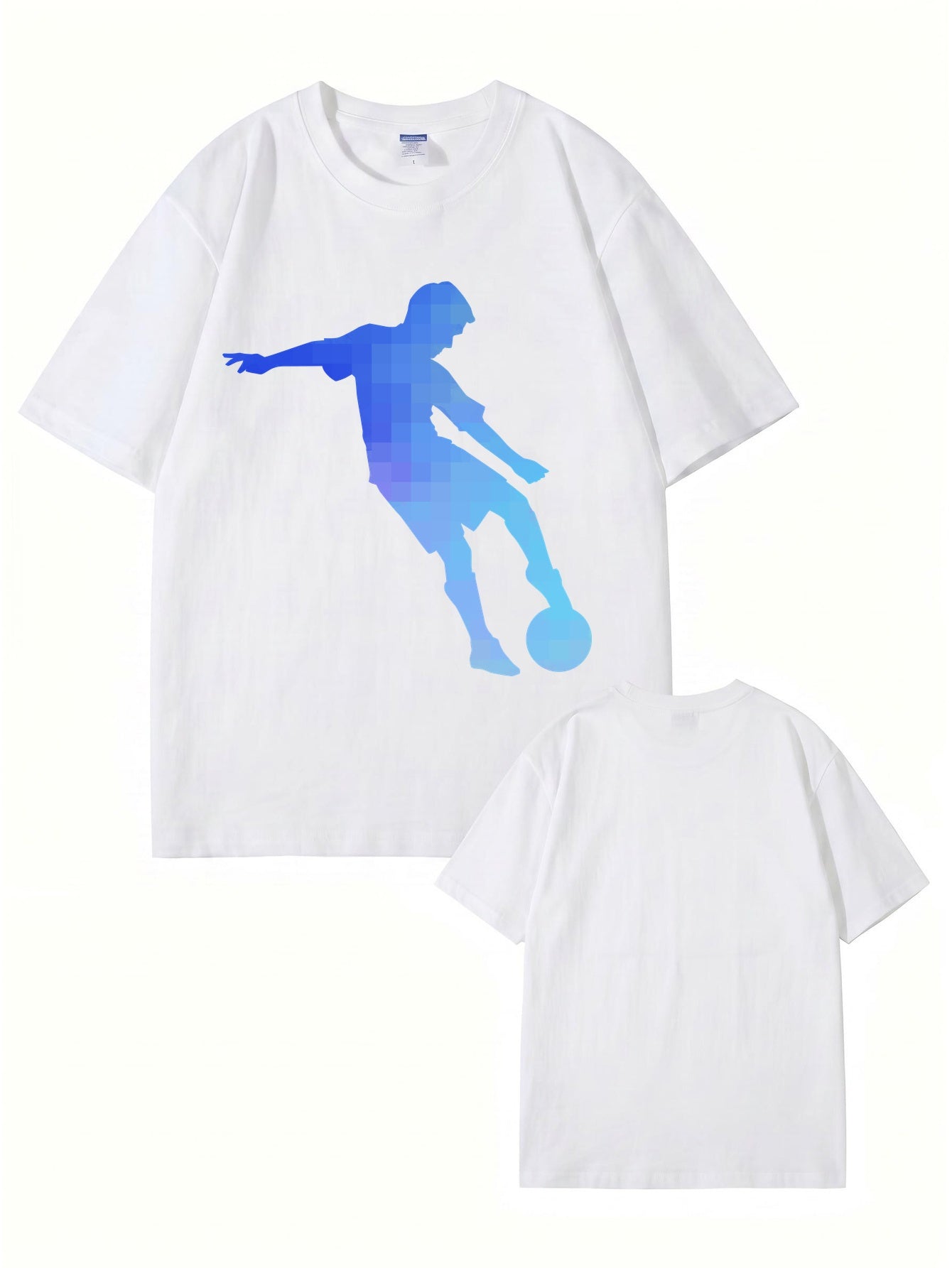 Pixelated Soccer Player Graphic T-Shirt - Premium 200gsm Cotton Tee