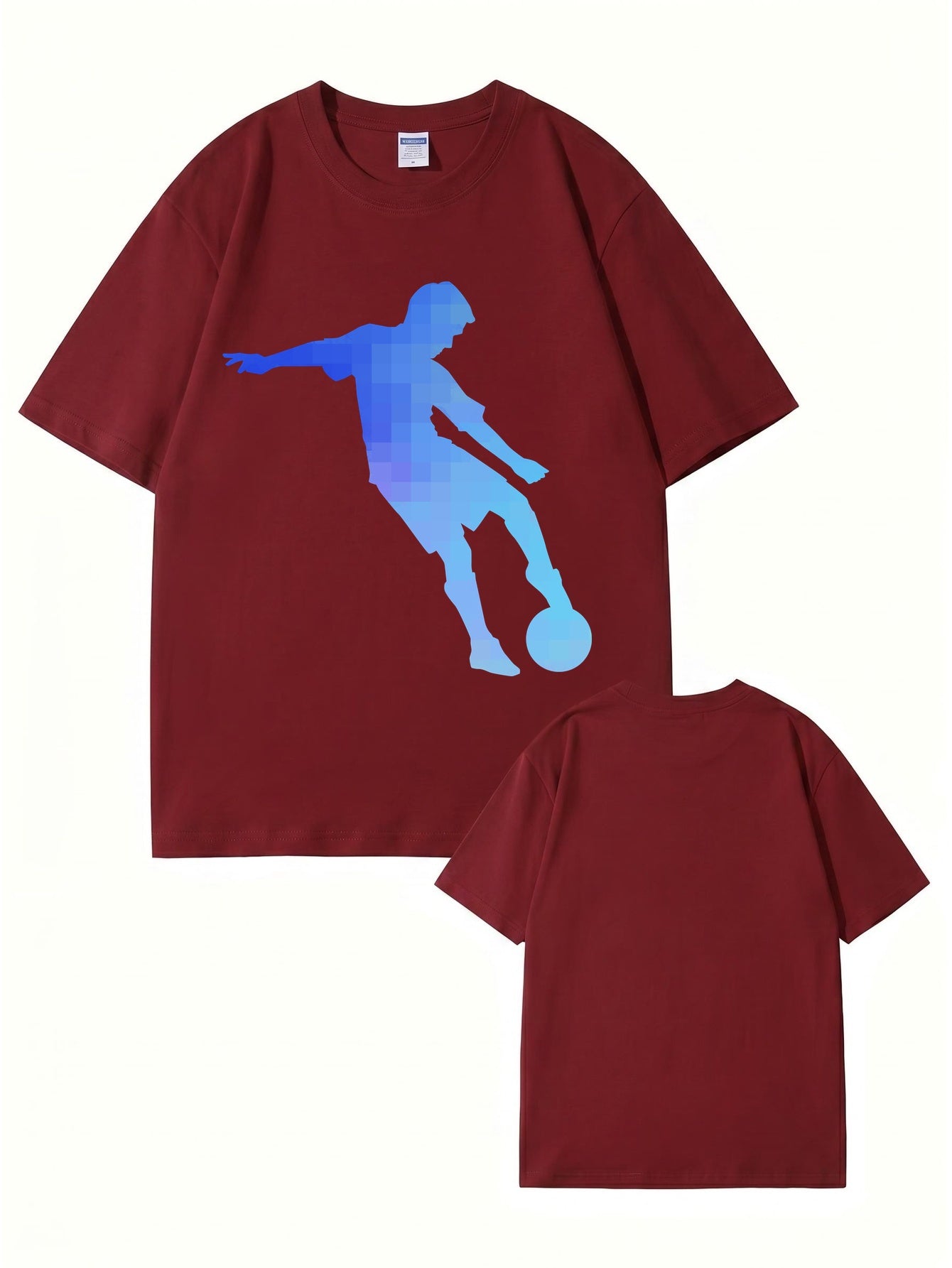 Pixelated Soccer Player Graphic T-Shirt - Premium 200gsm Cotton Tee